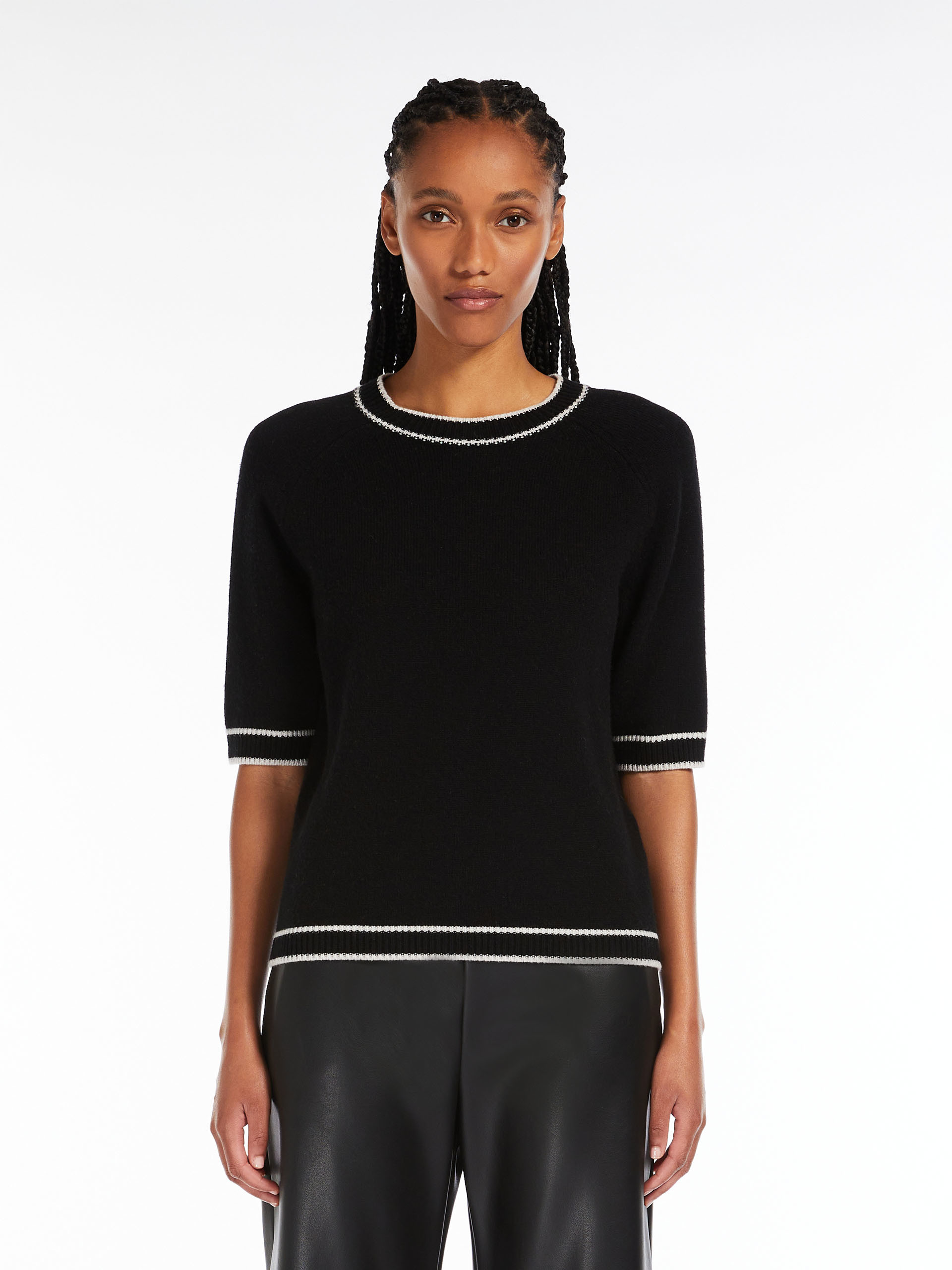 MAX MARA - Wool and cashmere T-shirt - BLACK - MAX MARA SALE
