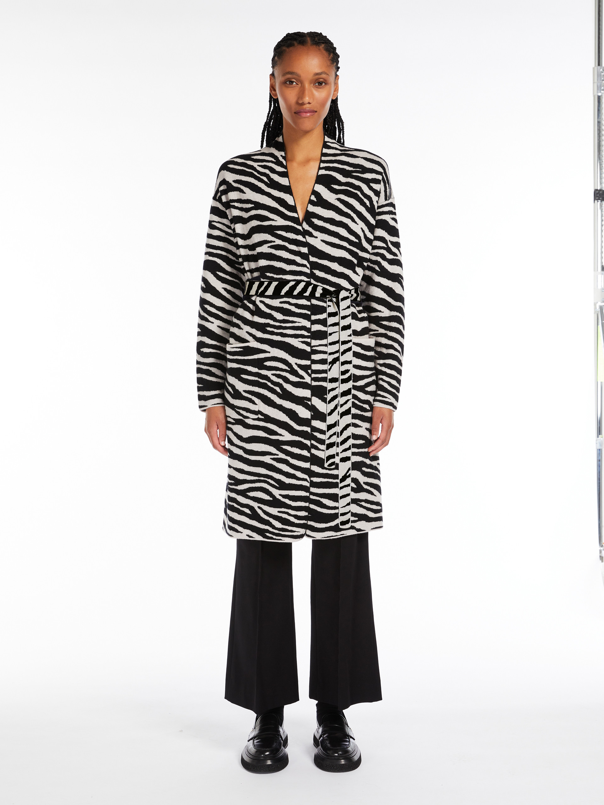 MAX MARA - Animal-print wool and cashmere cardigan - WHITE - MAX MARA SALE