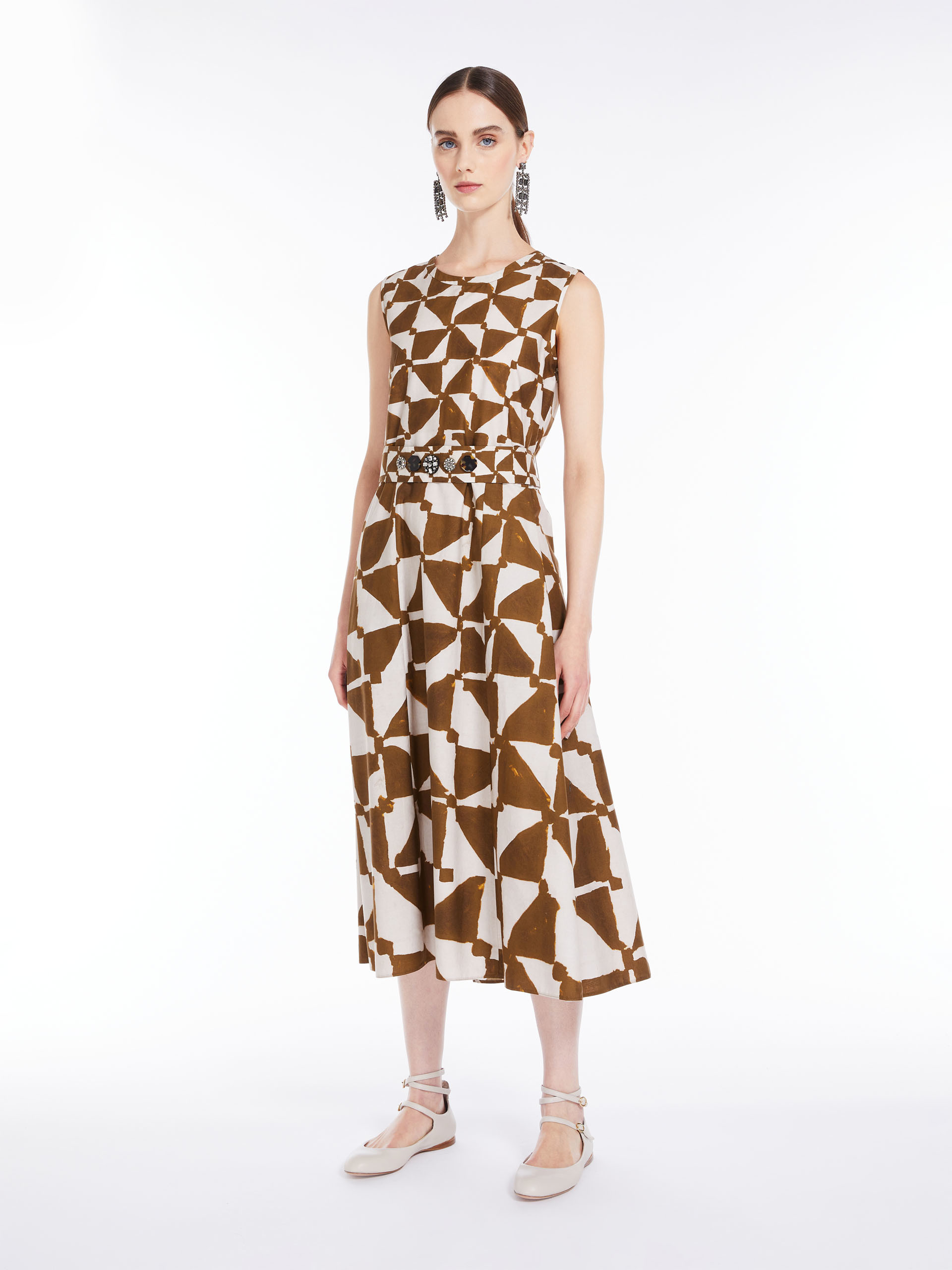 MAX MARA - Printed poplin dress - KAKI - MAX MARA SALE