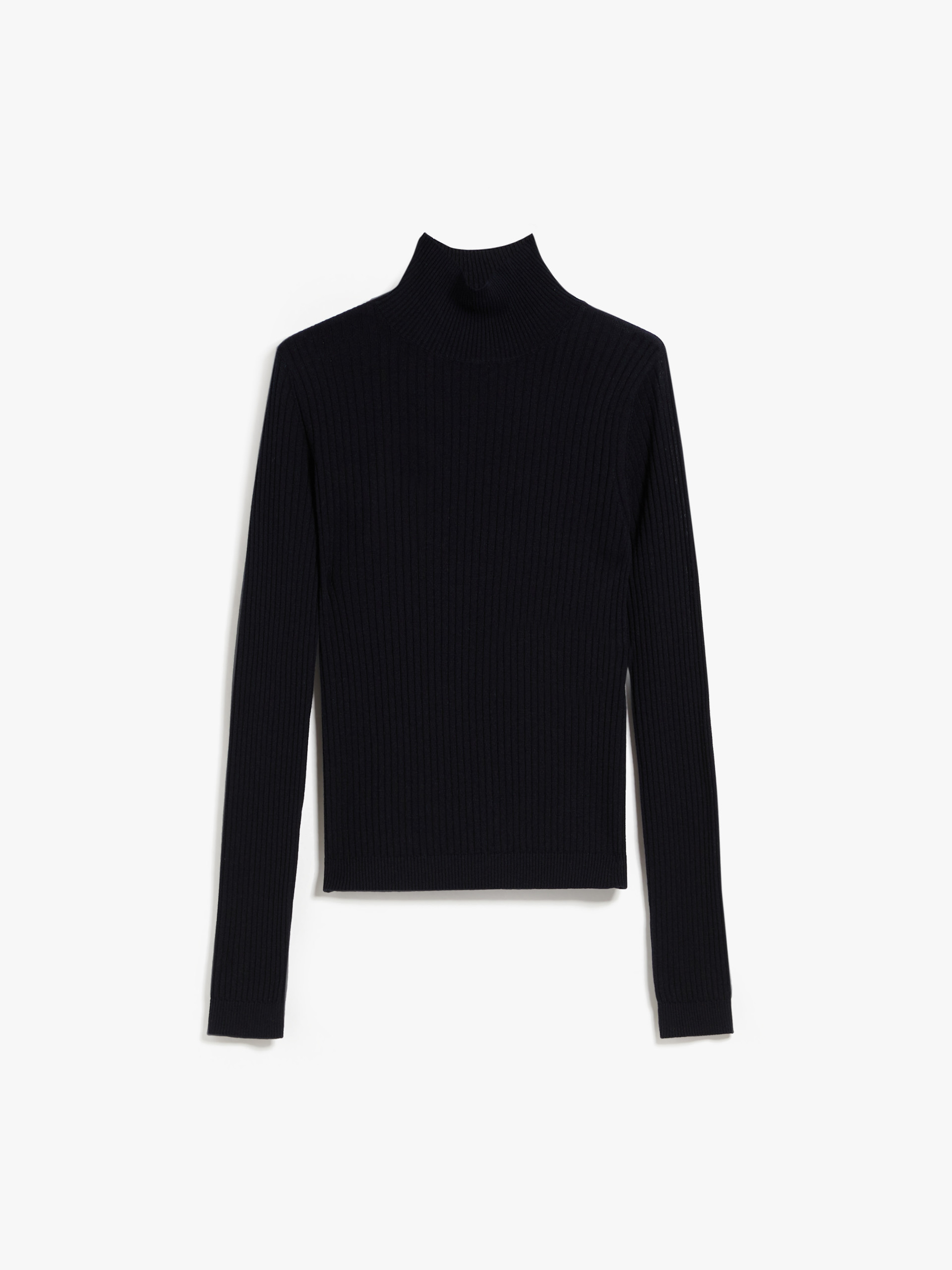 MAX MARA - Rib-knit wool and silk polo-neck sweater - BLACK - MAX MARA SALE