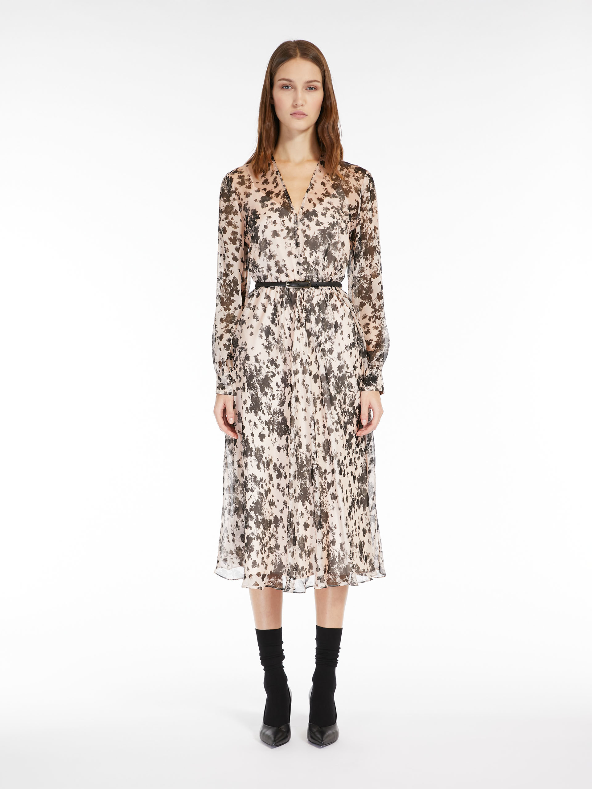 MAX MARA - Flowing, printed chiffon dress - POWDER - MAX MARA SALE