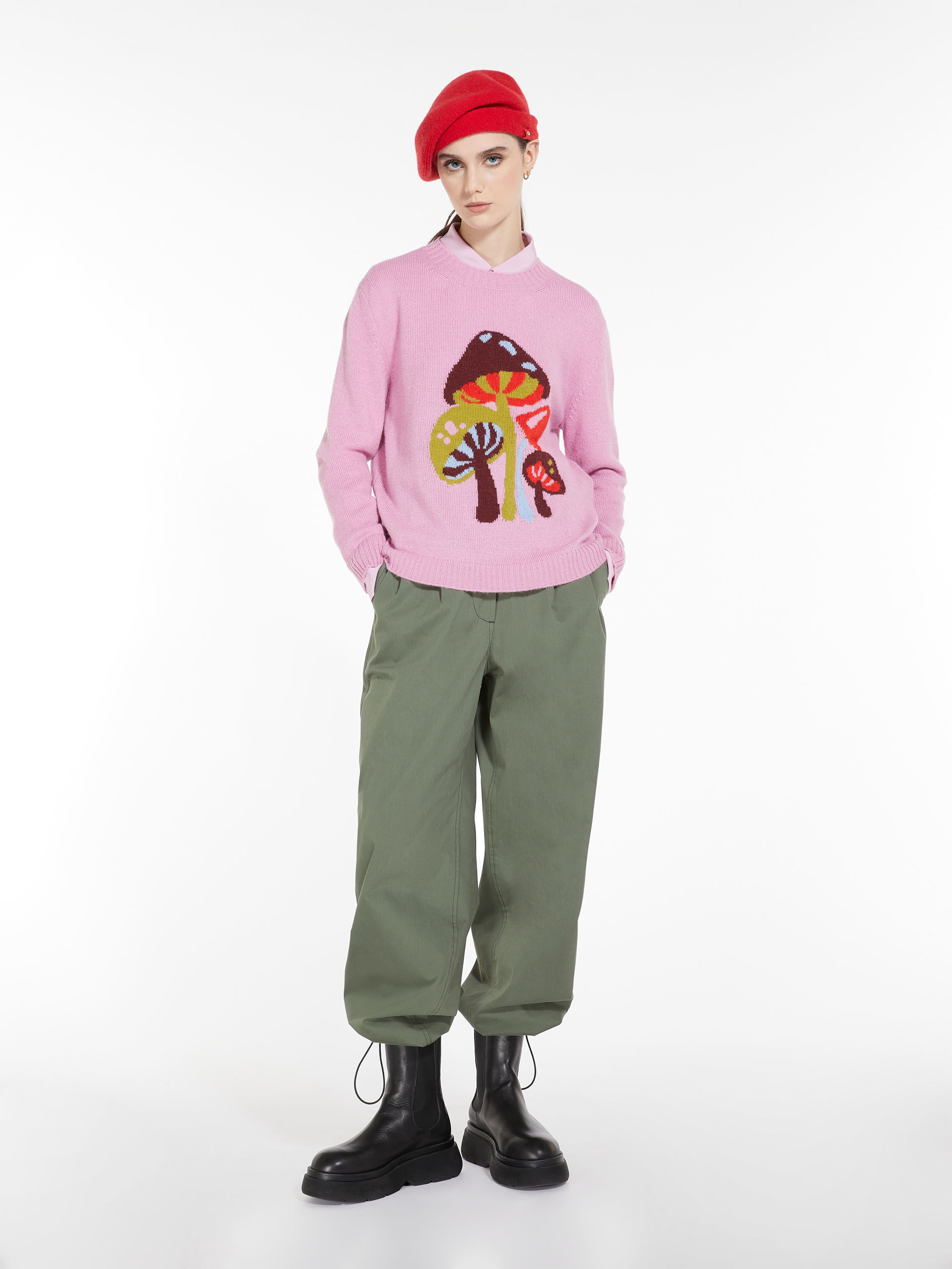 MAX MARA - Knit top in alpaca and wool - PINK - MAX MARA SALE