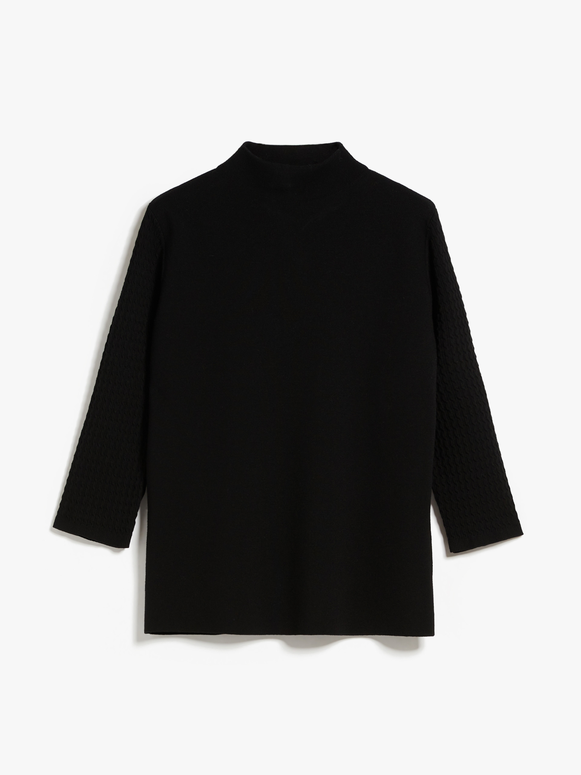 MAX MARA - Viscose sweater with cable-knit sleeves - BLACK - MAX MARA SALE