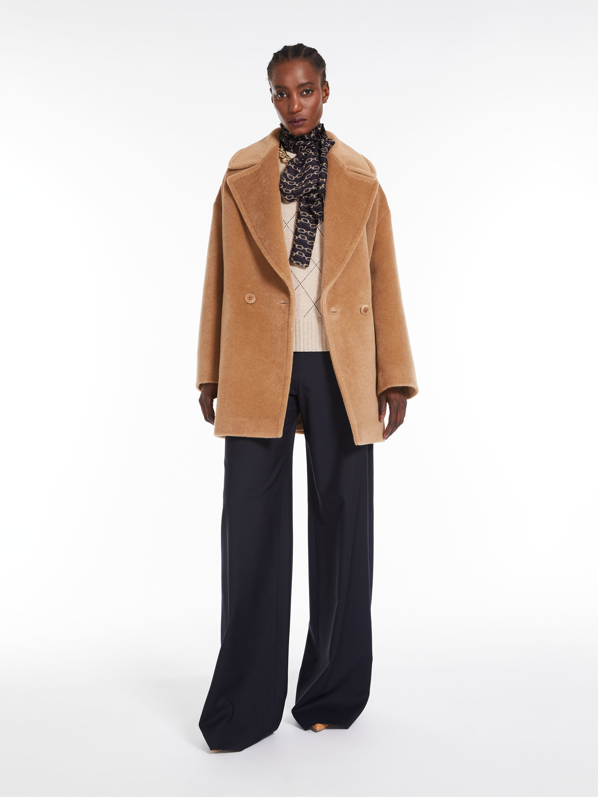 MAX MARA - Double-breasted alpaca and wool pea coat - CAMEL - MAX MARA SALE