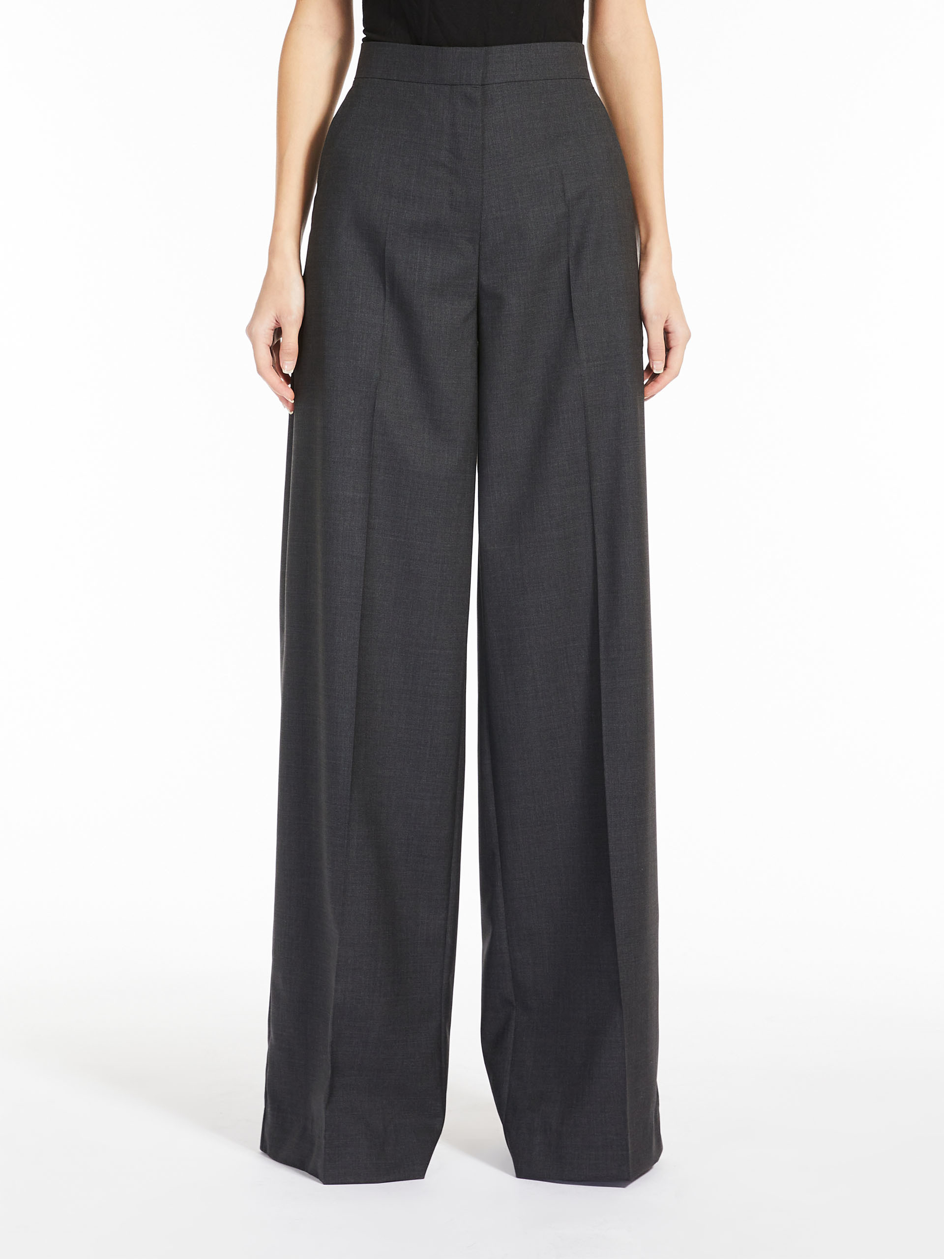 MAX MARA - Wool palazzo trousers - DARK GREY - MAX MARA SALE
