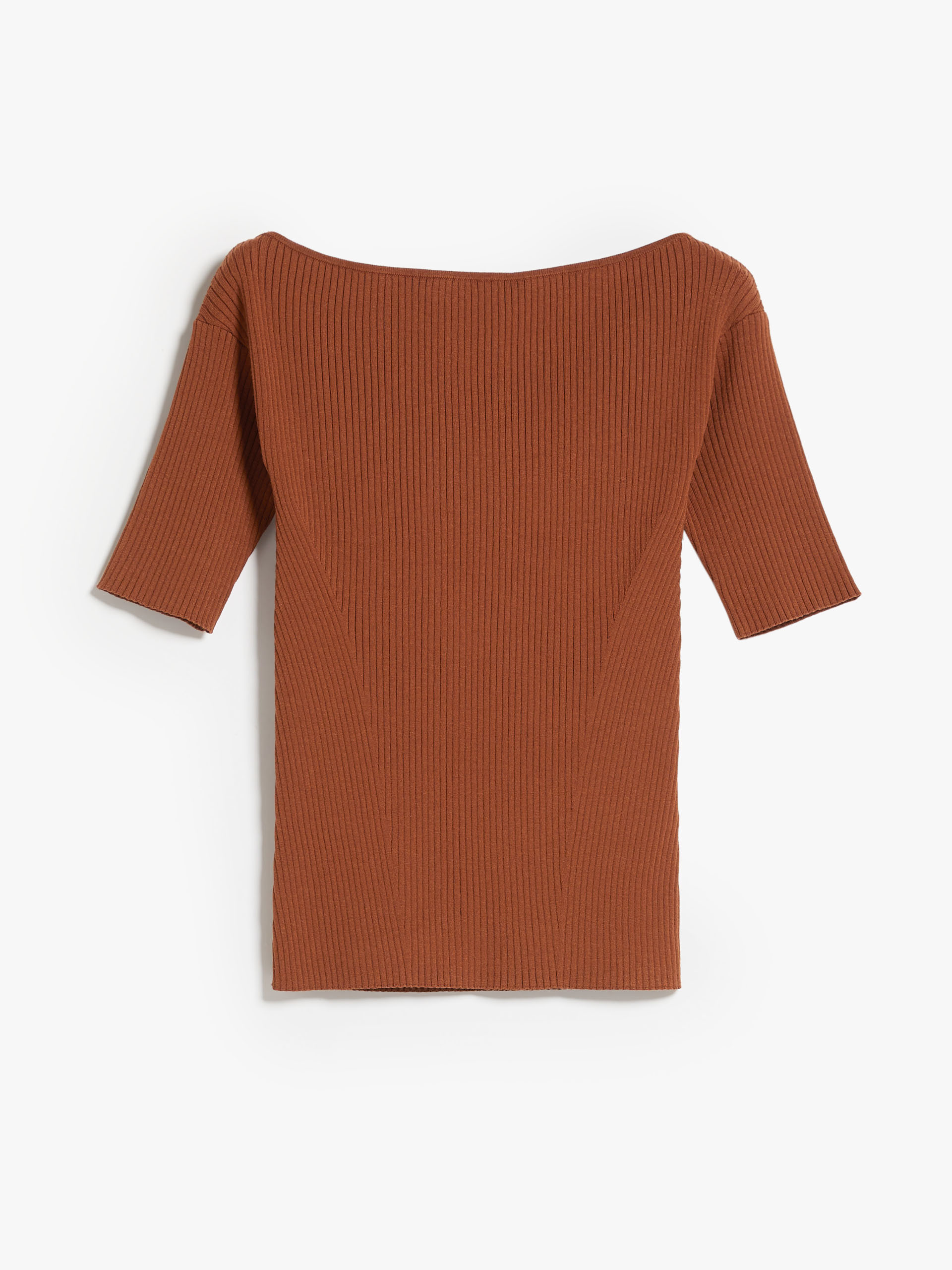 MAX MARA - Knit top in ribbed viscose yarn - TOBACCO - MAX MARA SALE