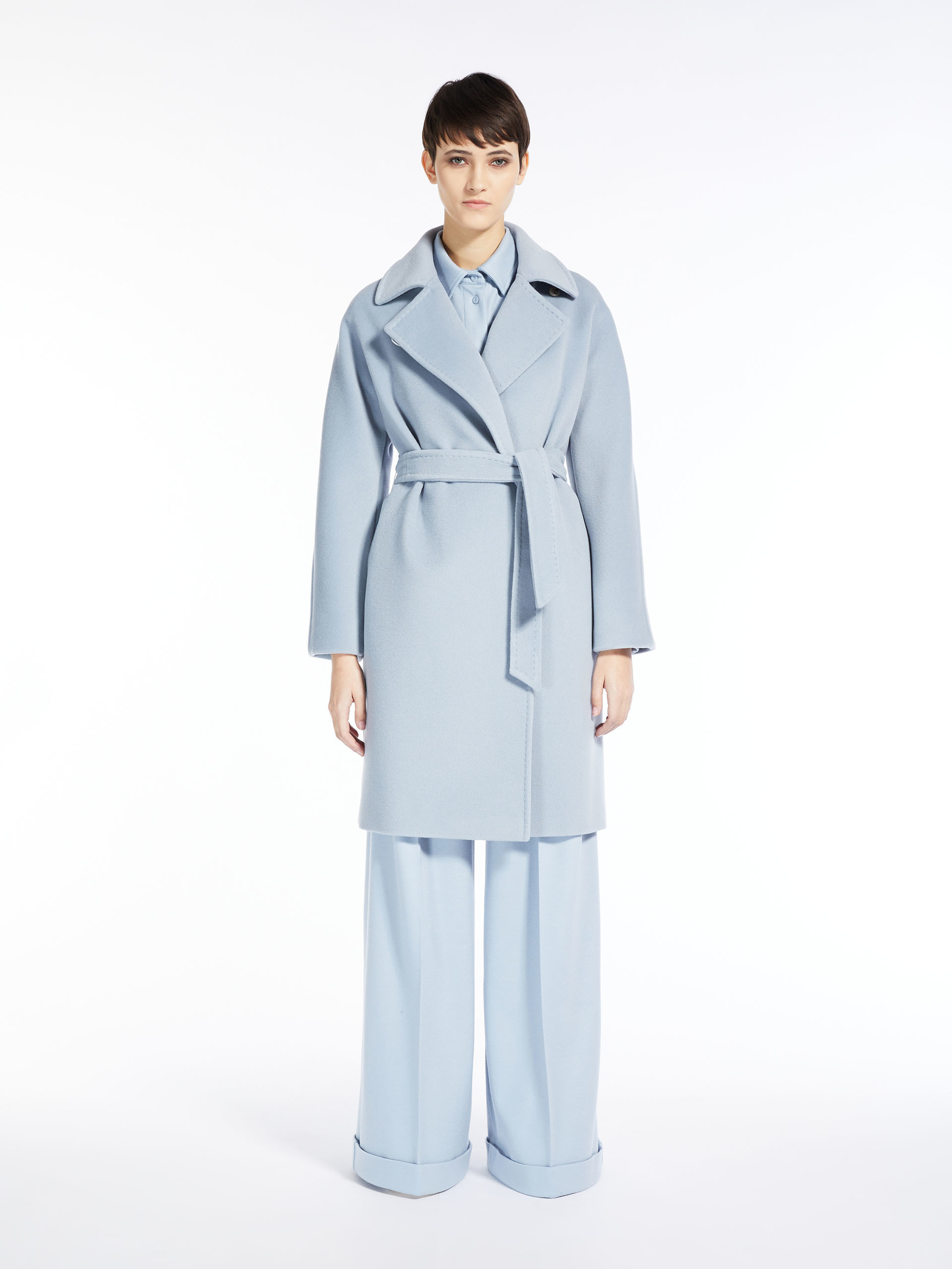 MAX MARA - Cashmere and wool robe coat - LIGHT BLUE - MAX MARA SALE