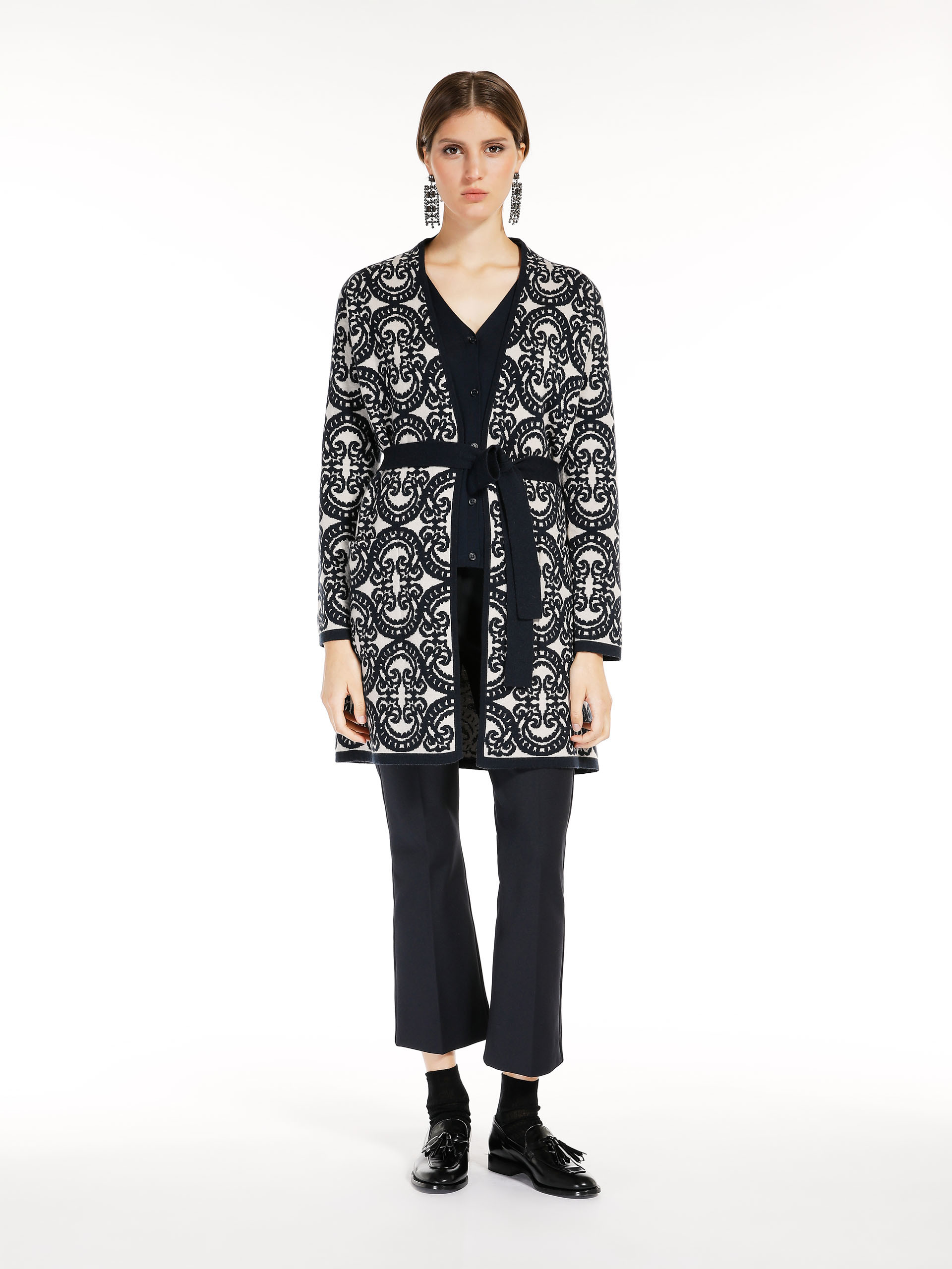 MAX MARA - Jacquard wool and cashmere cardigan - ULTRAMARINE - MAX MARA SALE