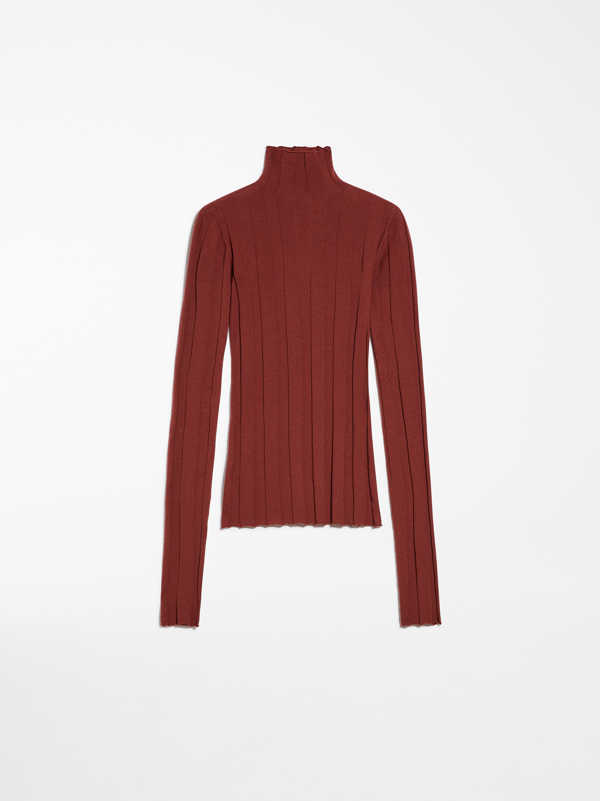 MAX MARA - Stretch wool mock polo-neck sweater - BRICK RED - MAX MARA SALE