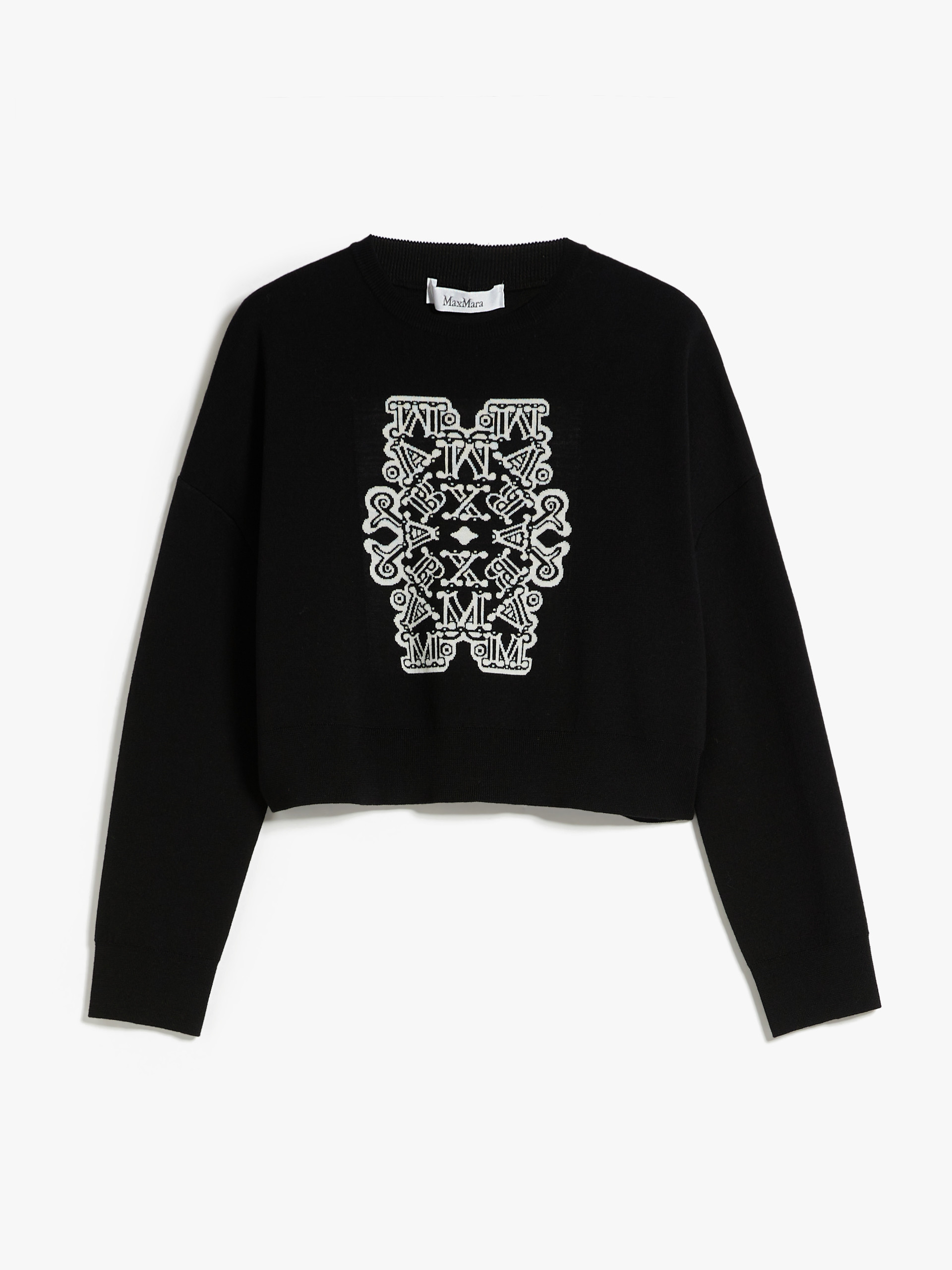 MAX MARA - Cropped jumper in jacquard wool - BLACK WHITE - MAX MARA SALE