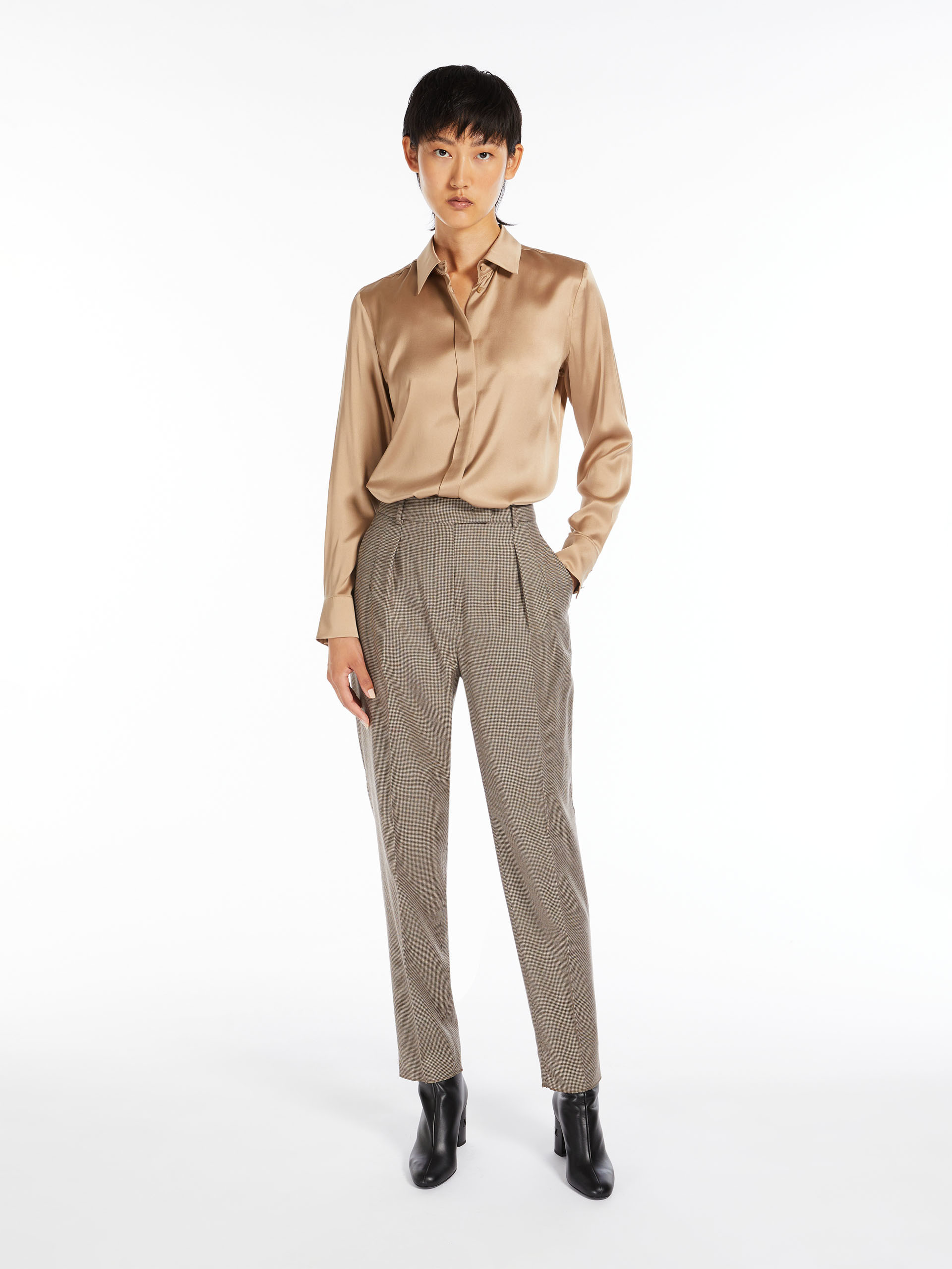 MAX MARA - Silk satin shirt - CAMEL - MAX MARA SALE