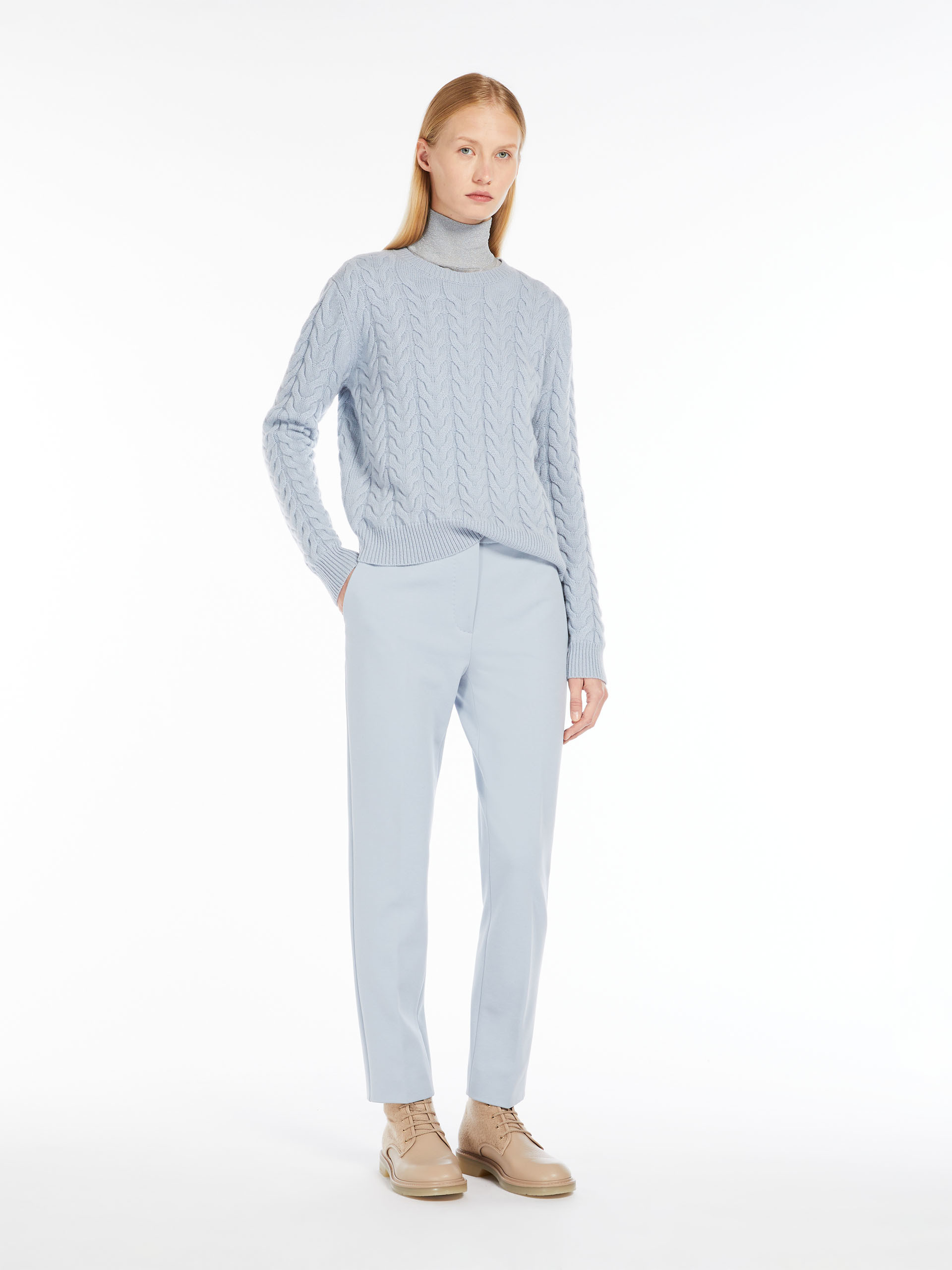 MAX MARA - Cable knit cashmere jumper - LIGHT BLUE - MAX MARA SALE