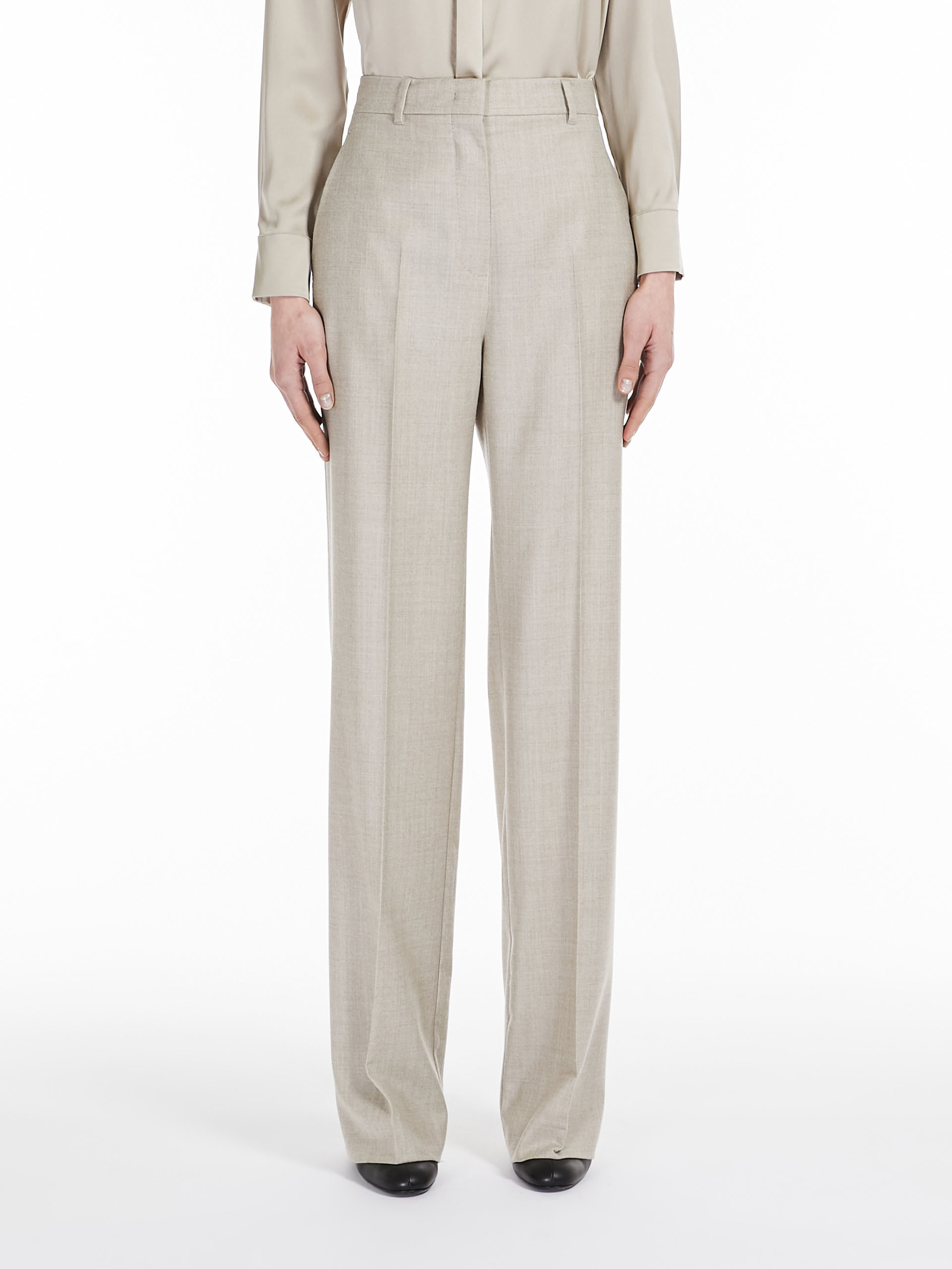 MAX MARA - Wool flannel trousers - BEIGE - MAX MARA SALE
