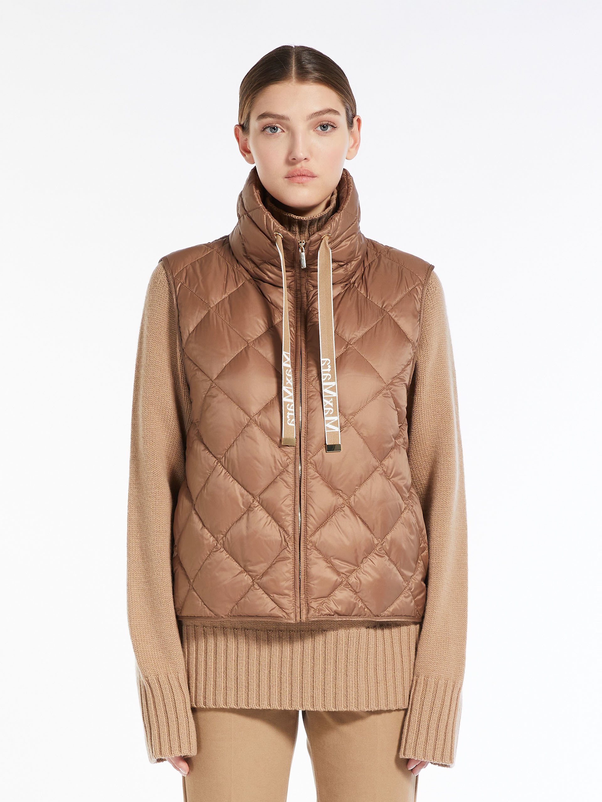 MAX MARA - Short gilet in water-resistant canvas - CAMEL - MAX MARA SALE