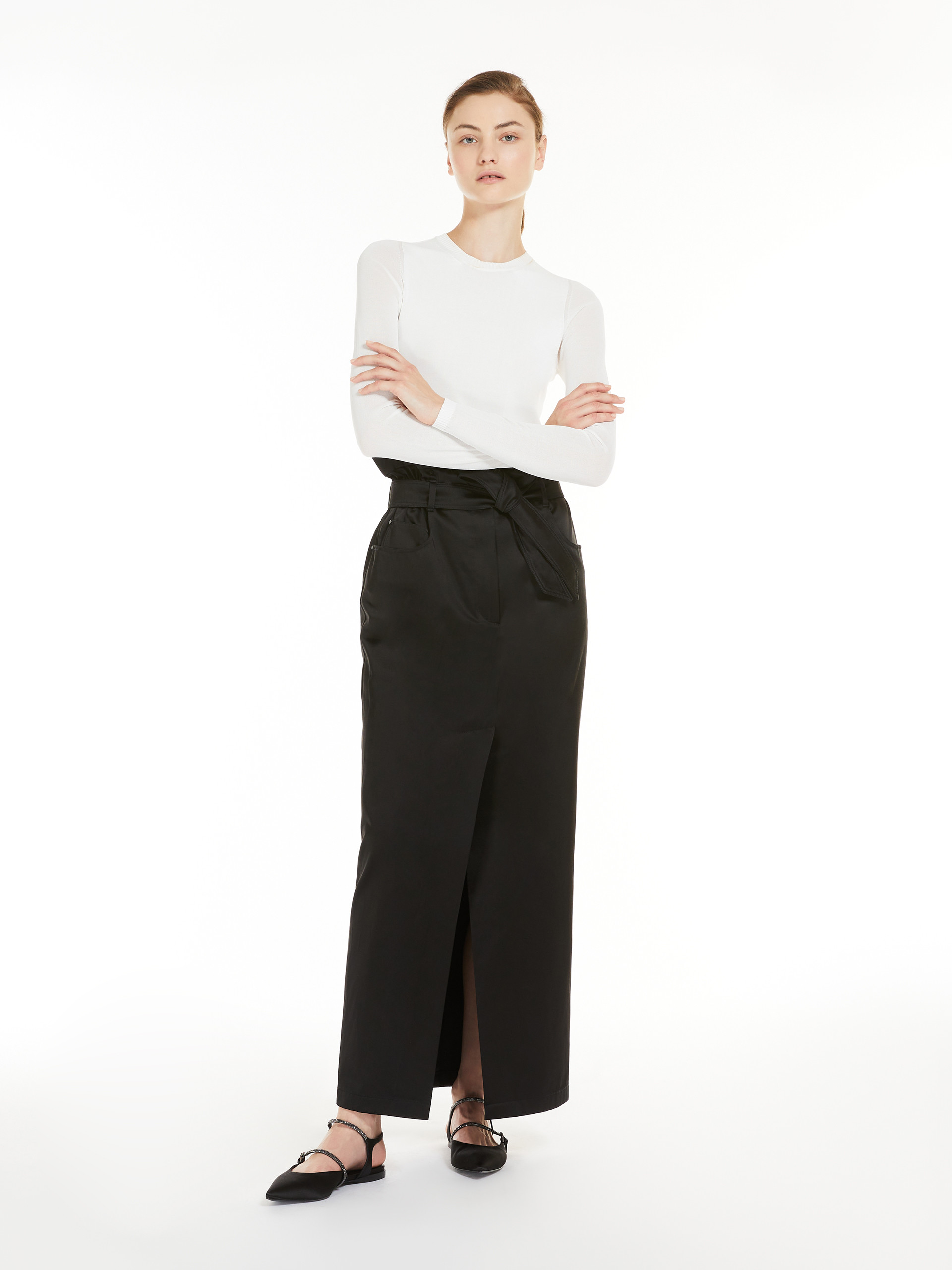 MAX MARA - Stretch-viscose slim-fit jumper - PLATINUM - MAX MARA SALE