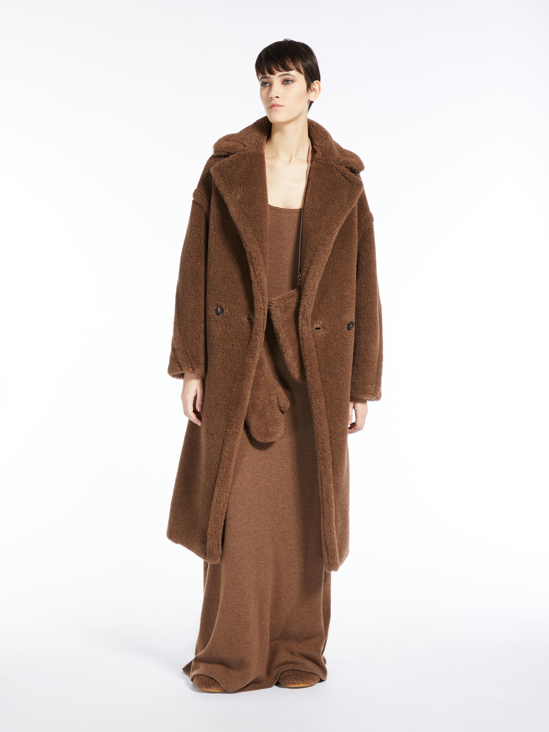 MAX MARA - Teddy Bear Icon Coat in alpaca and cashmere - TOBACCO - MAX MARA SALE