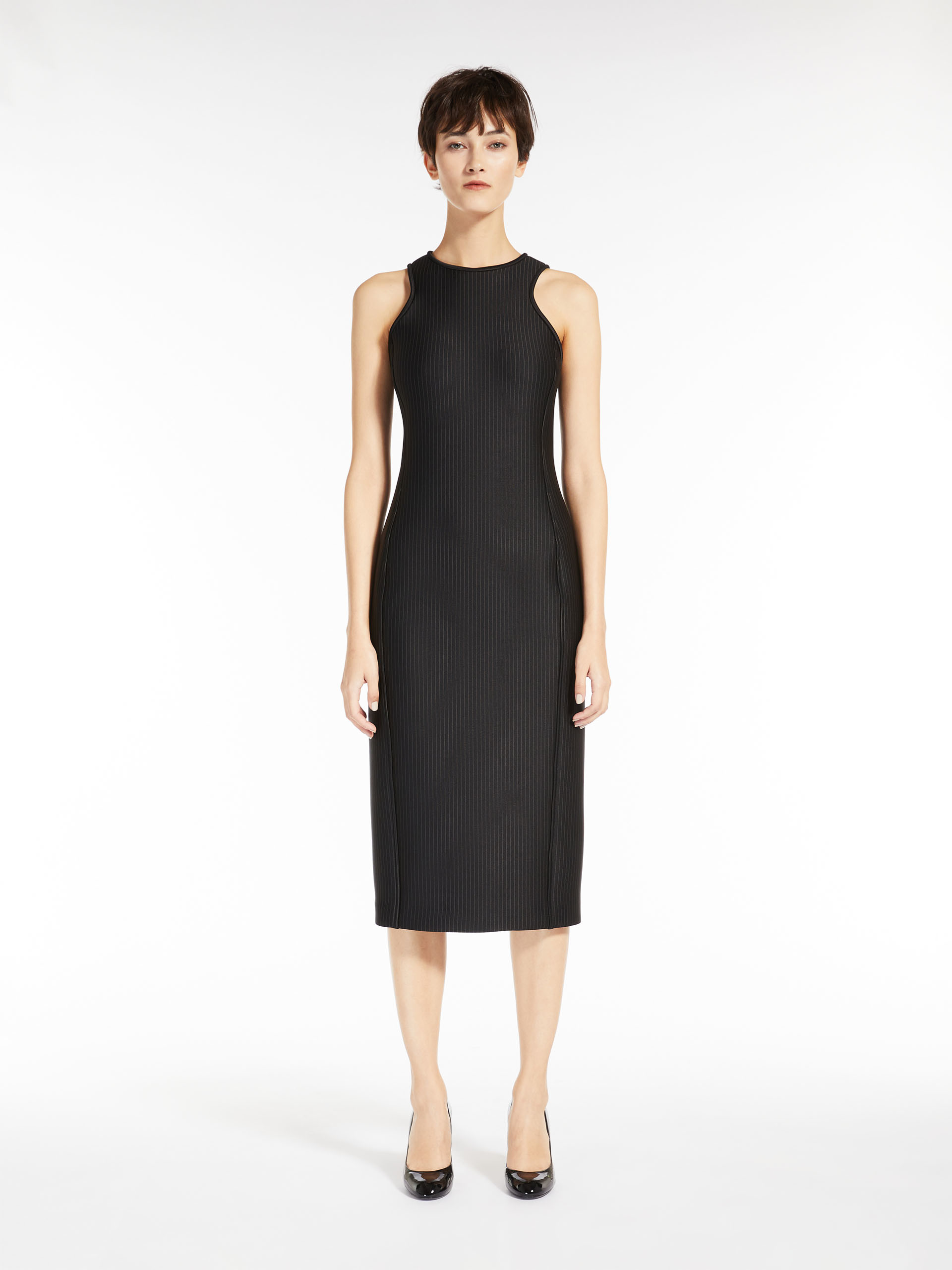 MAX MARA - Technical jersey pinstriped dress - BLACK - MAX MARA SALE