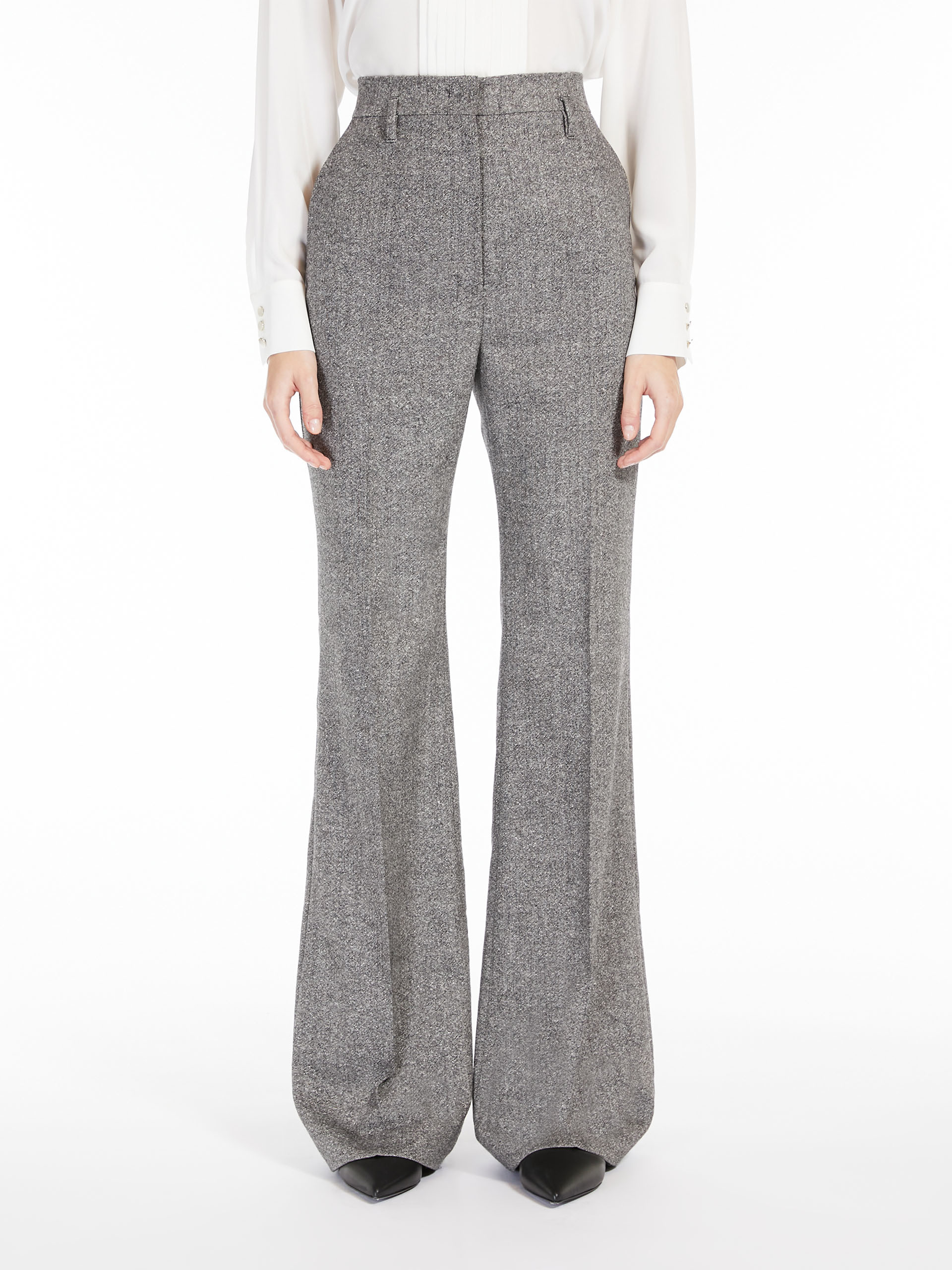 MAX MARA - Flared stretch wool trousers - BLACK - MAX MARA SALE