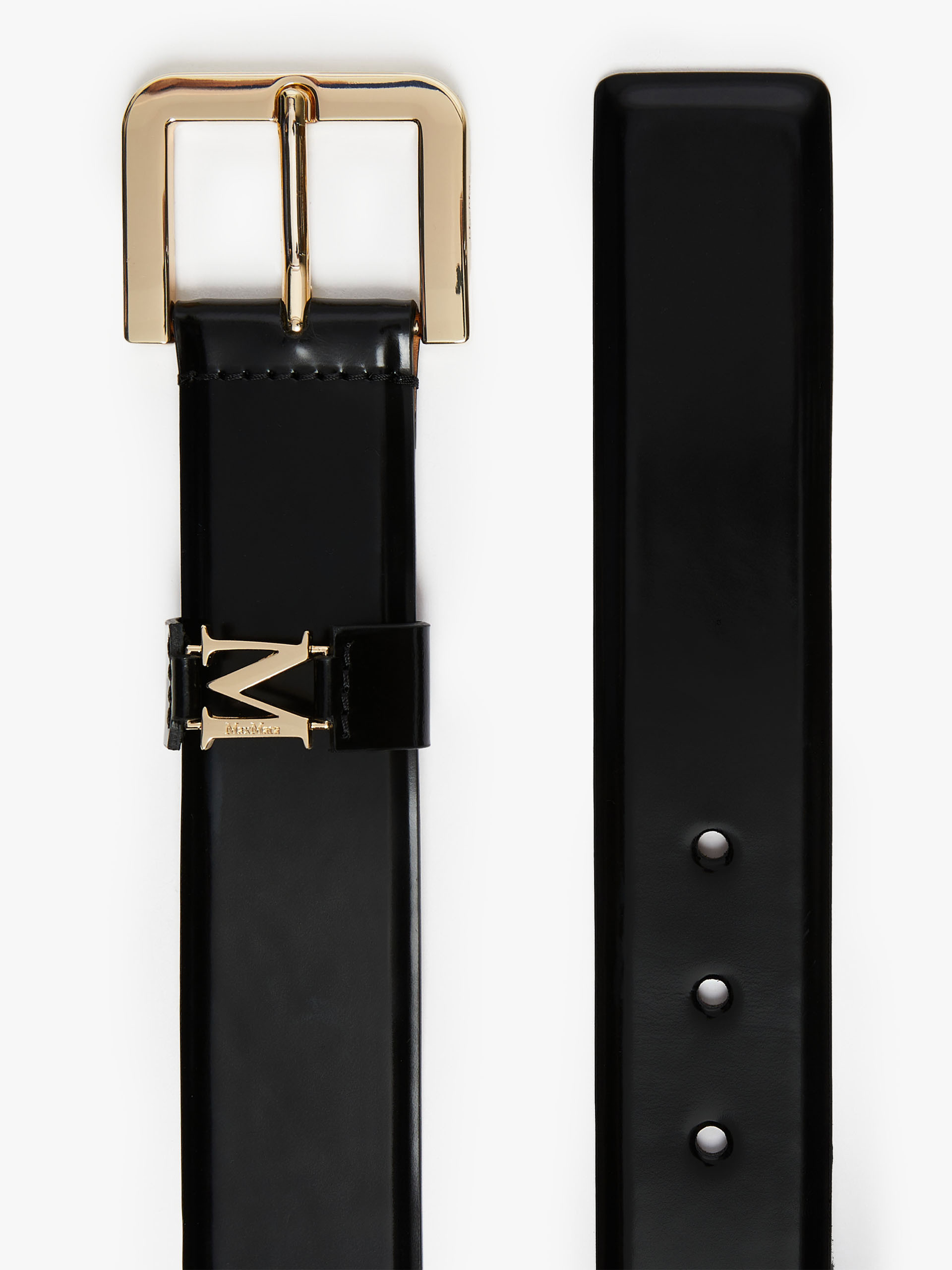 MAX MARA - Shiny leather belt - BLACK - MAX MARA SALE