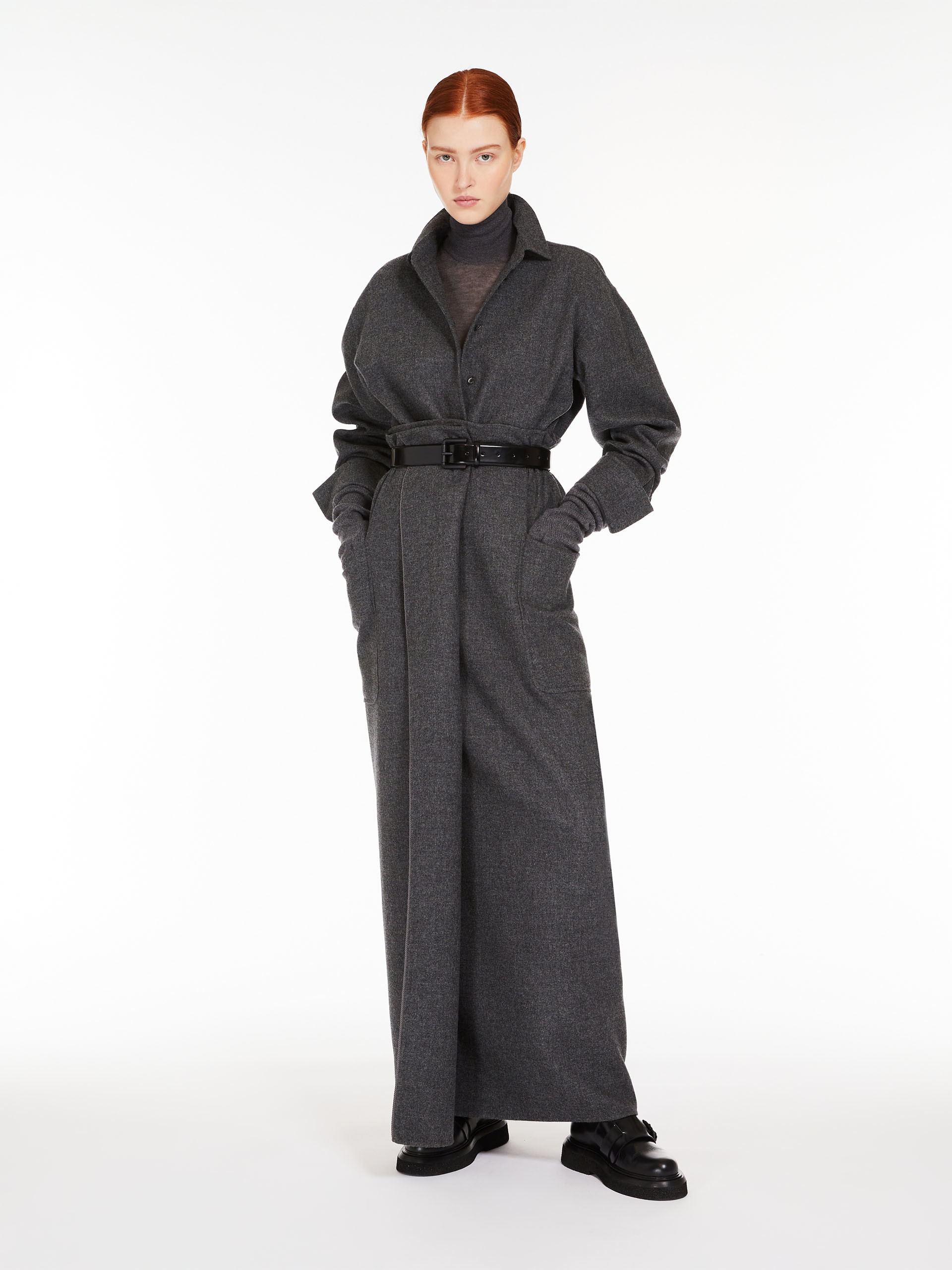 MAX MARA - Wool and cashmere shirt jacket - MEDIUM GREY - MAX MARA SALE