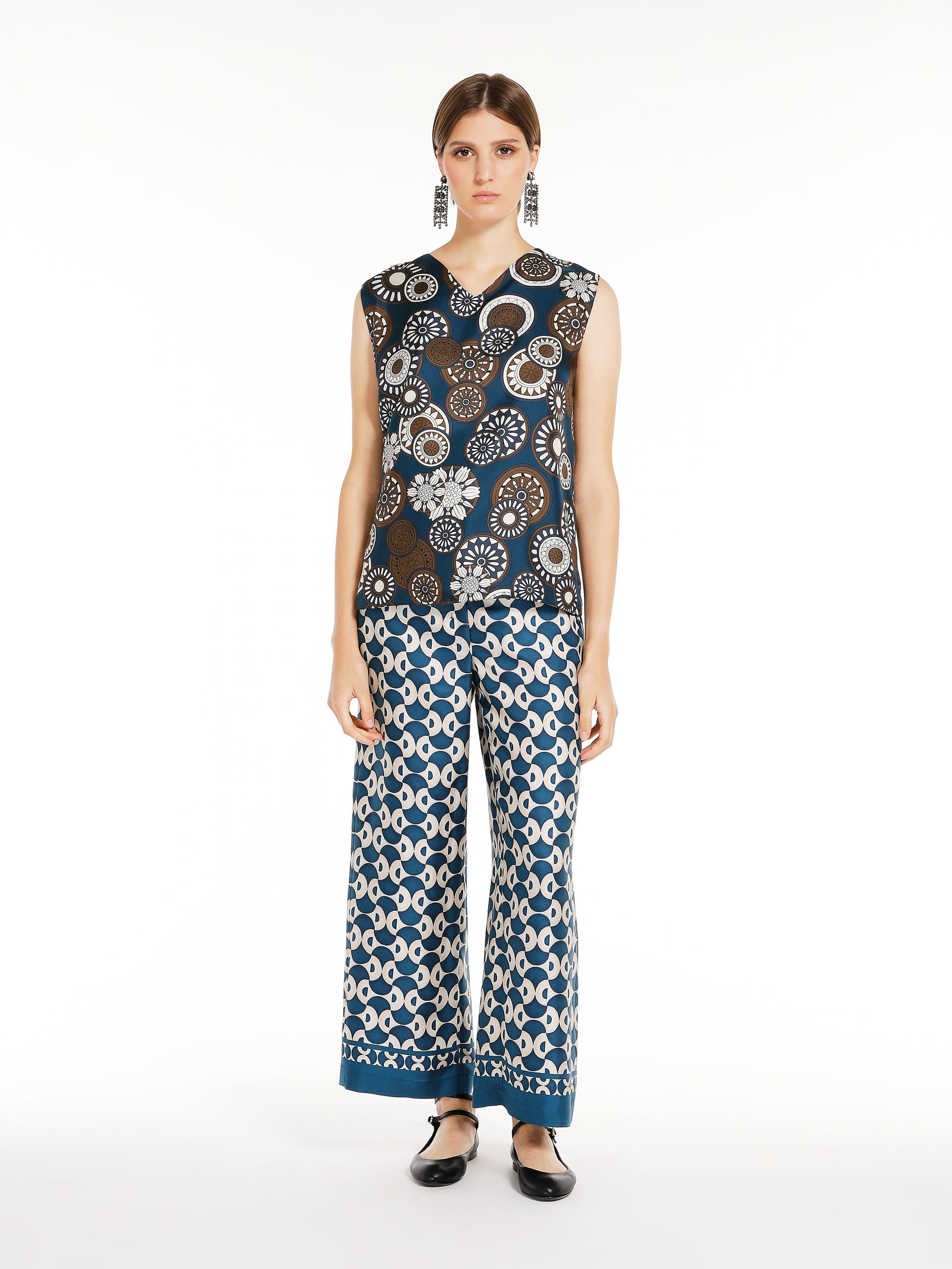 MAX MARA - Reversible printed silk top - NAVY - MAX MARA SALE