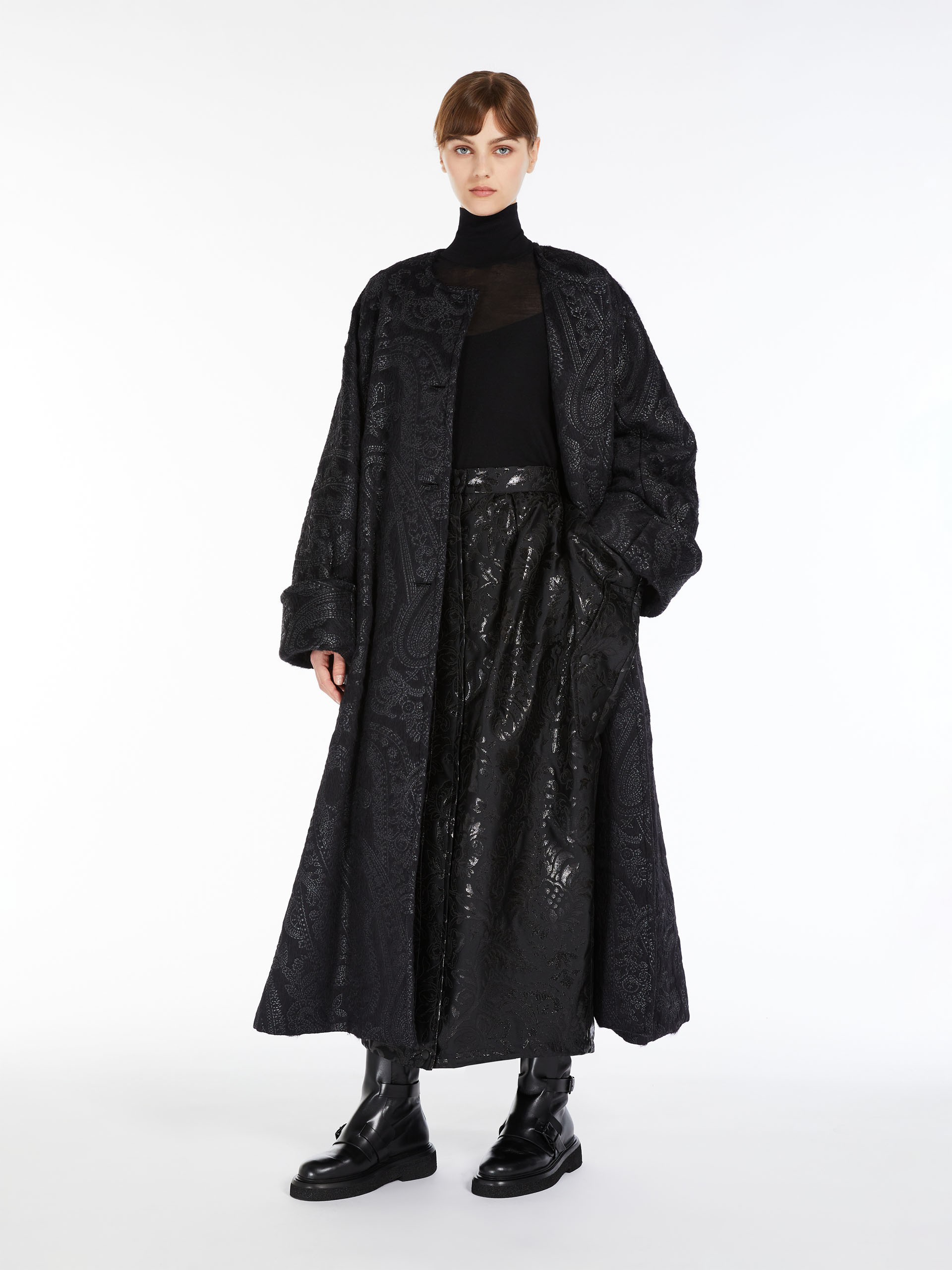 MAX MARA - Printed alpaca and wool coat - BLACK - MAX MARA SALE