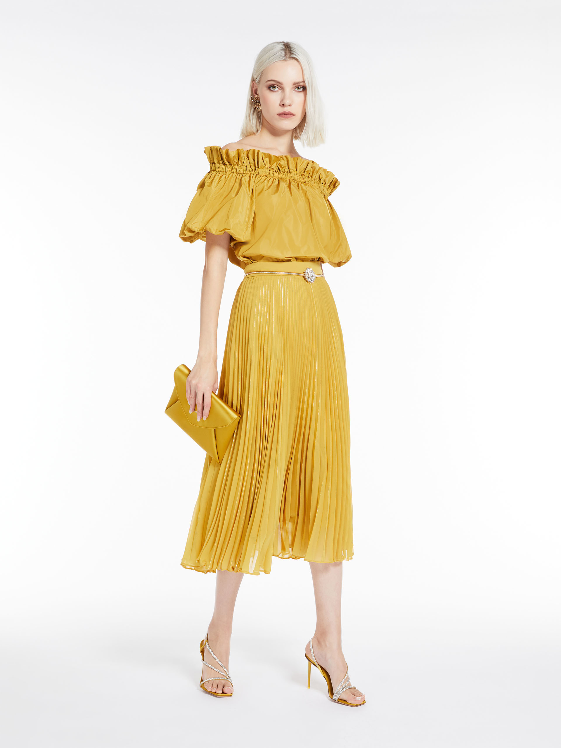 MAX MARA - Balloon-fit taffeta shirt - OCHRE - MAX MARA SALE