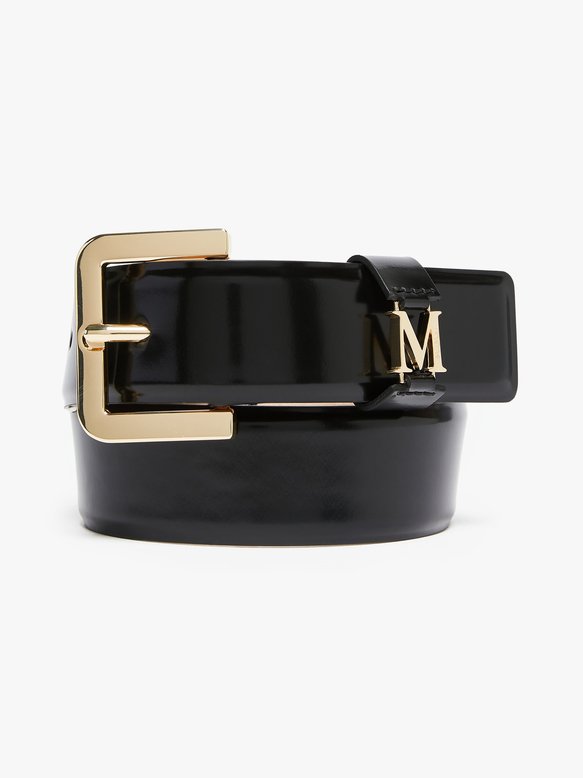 MAX MARA - Shiny leather belt - BLACK - MAX MARA SALE