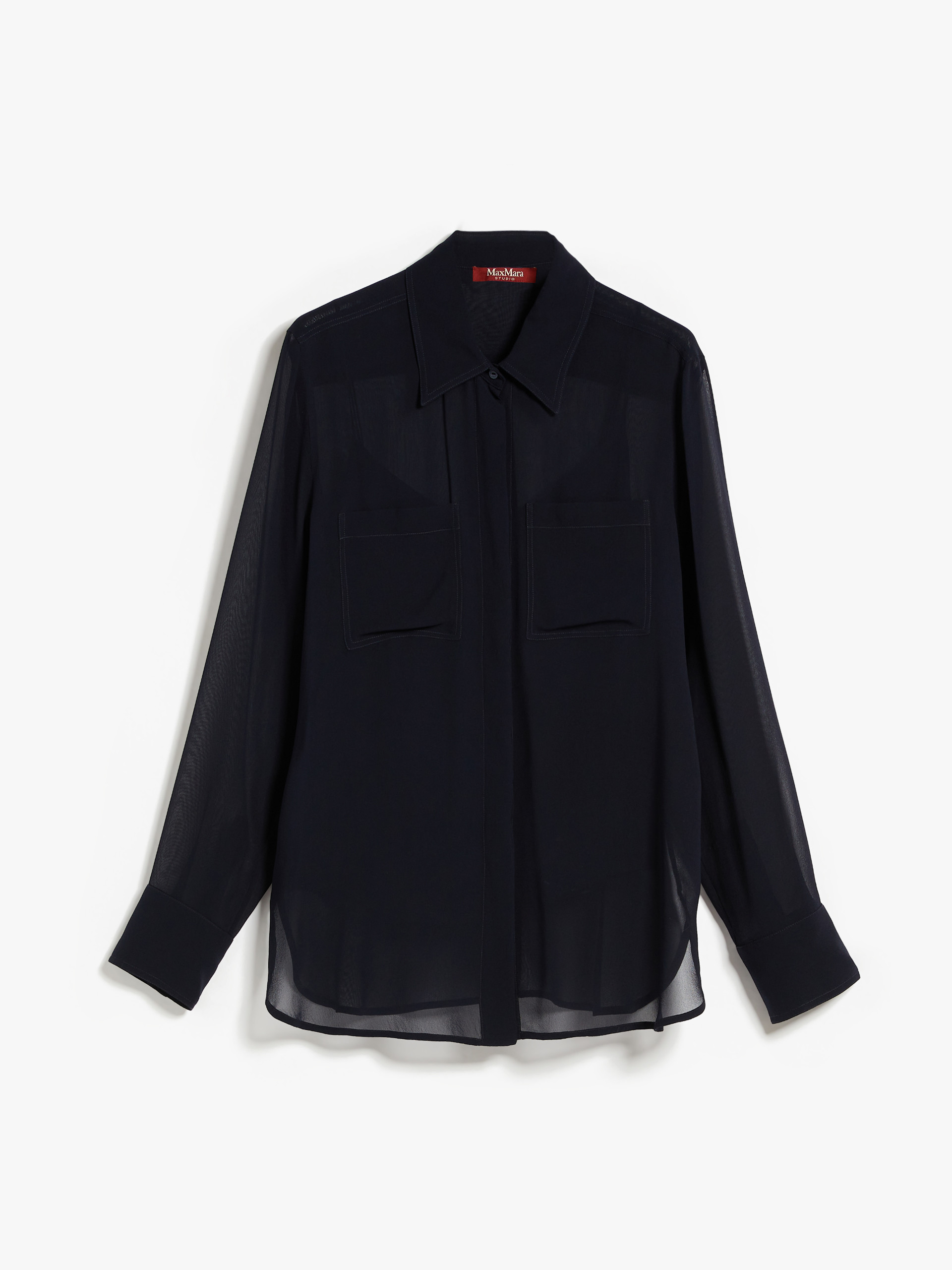 MAX MARA - Silk georgette shirt - NAVY - MAX MARA SALE