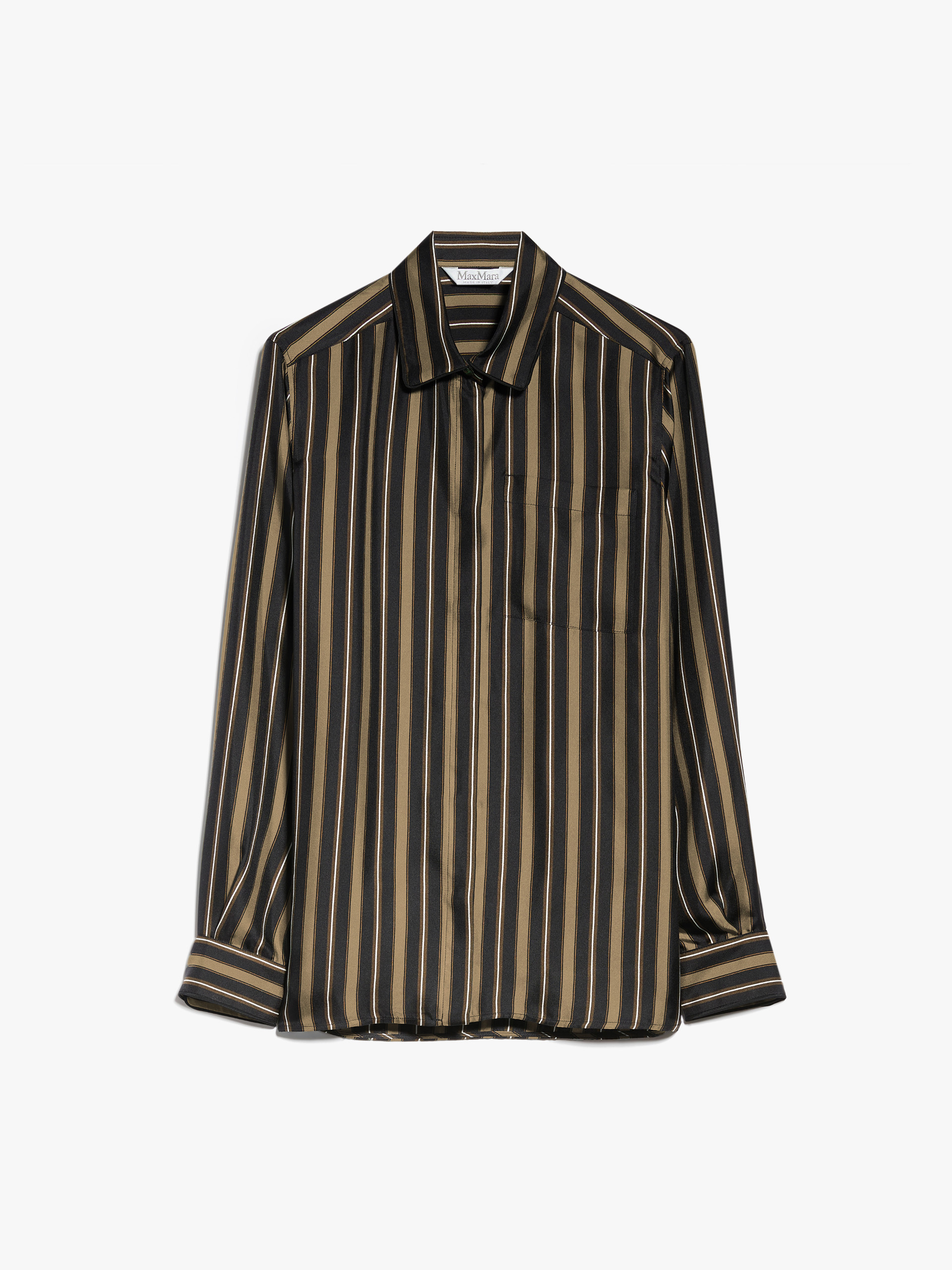 MAX MARA - Masculine-style printed silk shirt - OLIVE GREEN - MAX MARA SALE