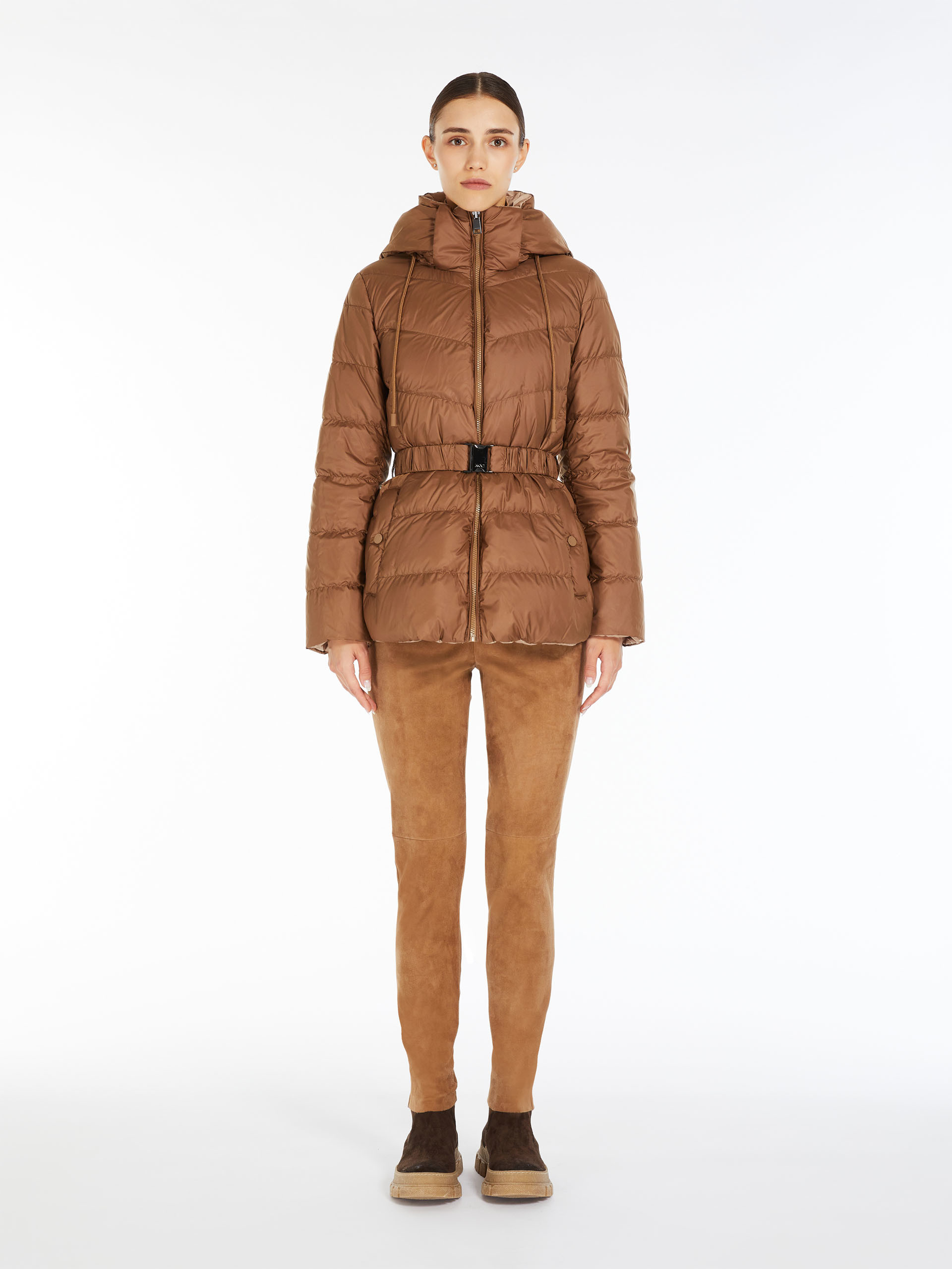 MAX MARA - Water-repellent canvas down jacket - CARAMEL - MAX MARA SALE