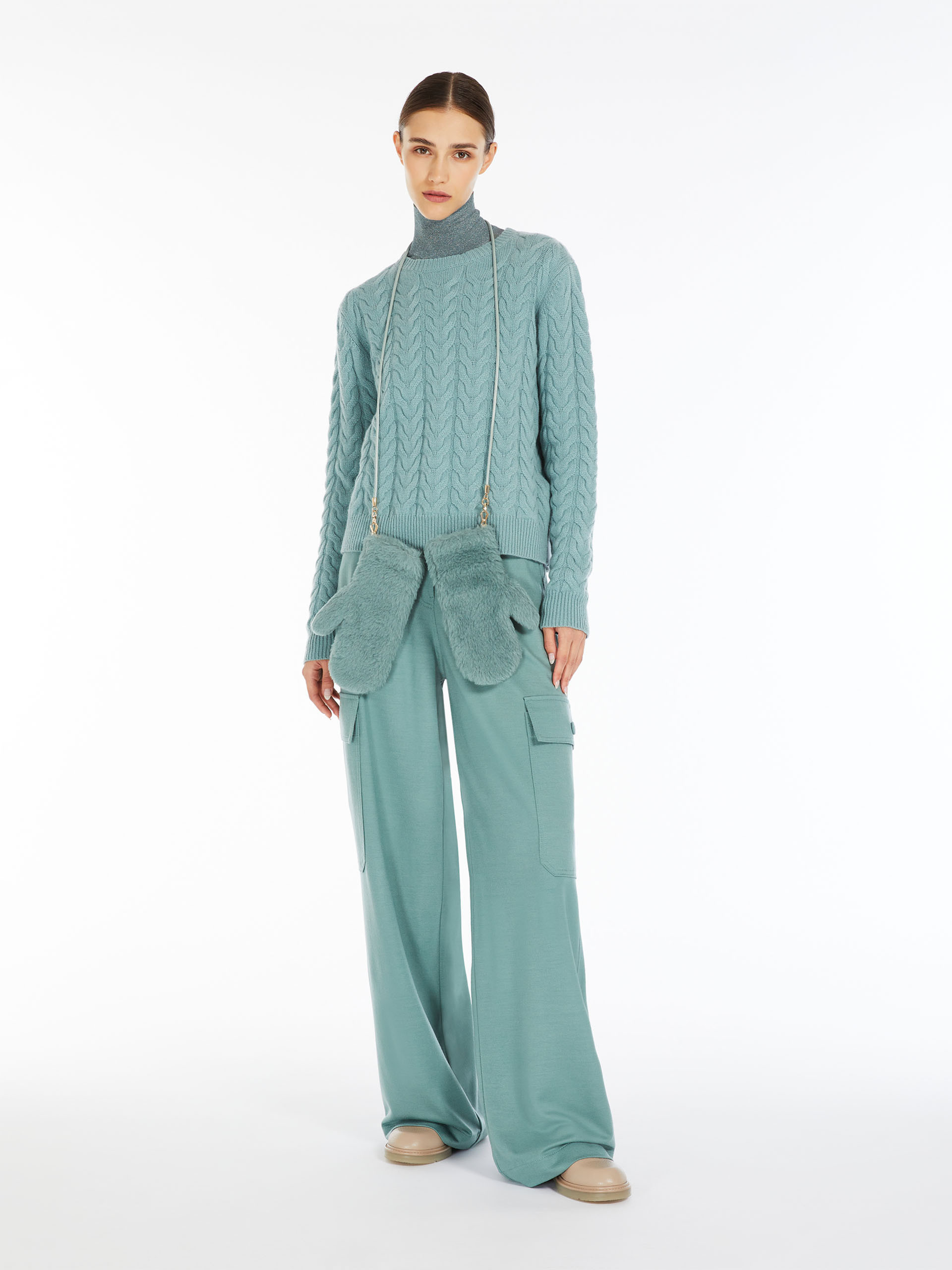MAX MARA - Cable knit cashmere jumper - SAGE GREEN - MAX MARA SALE