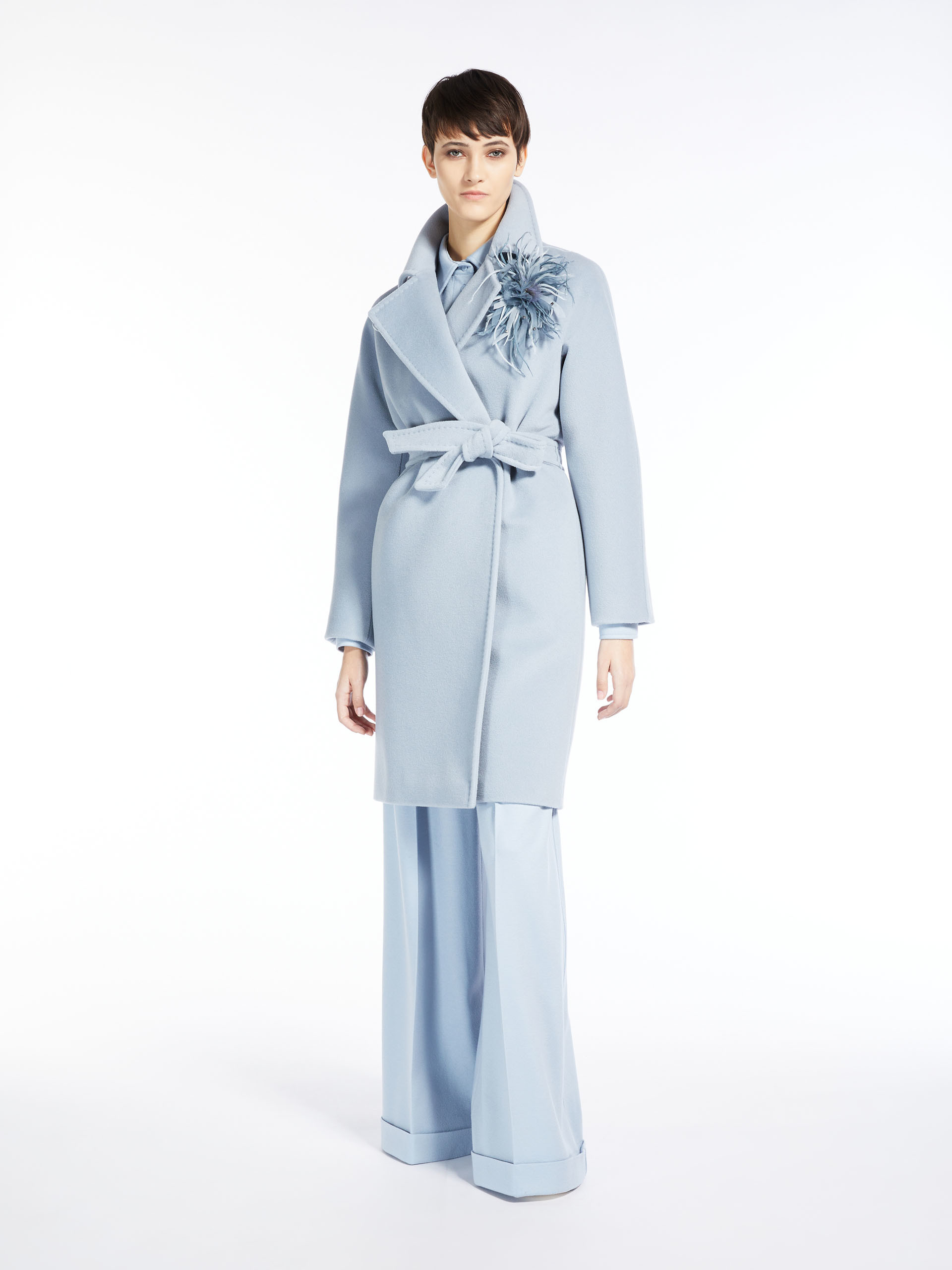 MAX MARA - Cashmere and wool robe coat - LIGHT BLUE - MAX MARA SALE