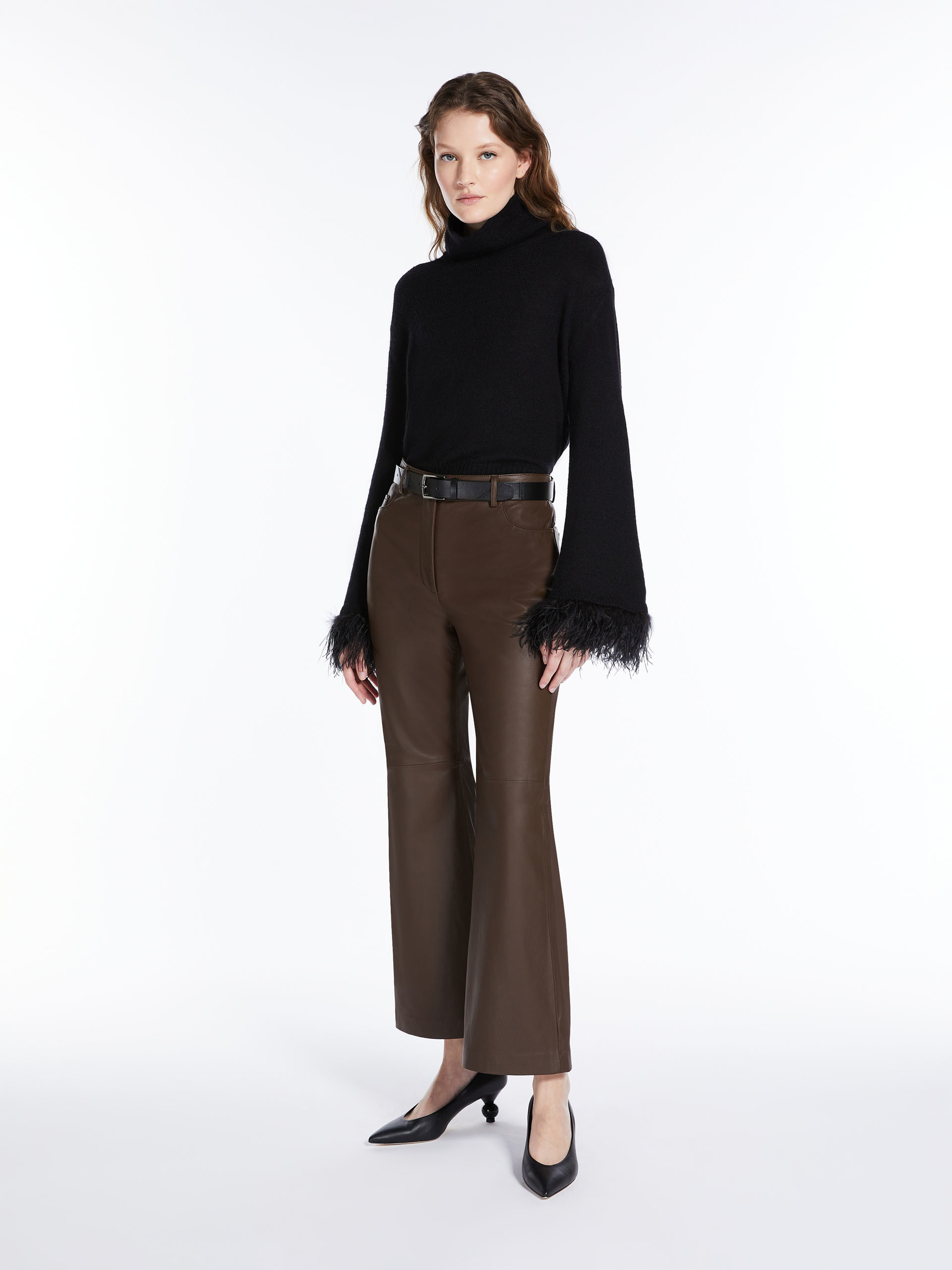 MAX MARA - Feather-detail mohair cropped sweater - BLACK - MAX MARA SALE