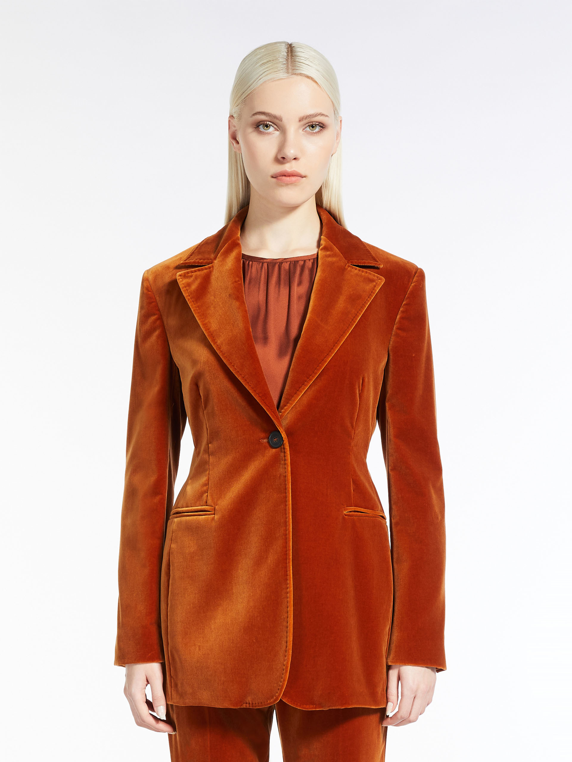 MAX MARA - Cotton velvet blazer - RUST - MAX MARA SALE