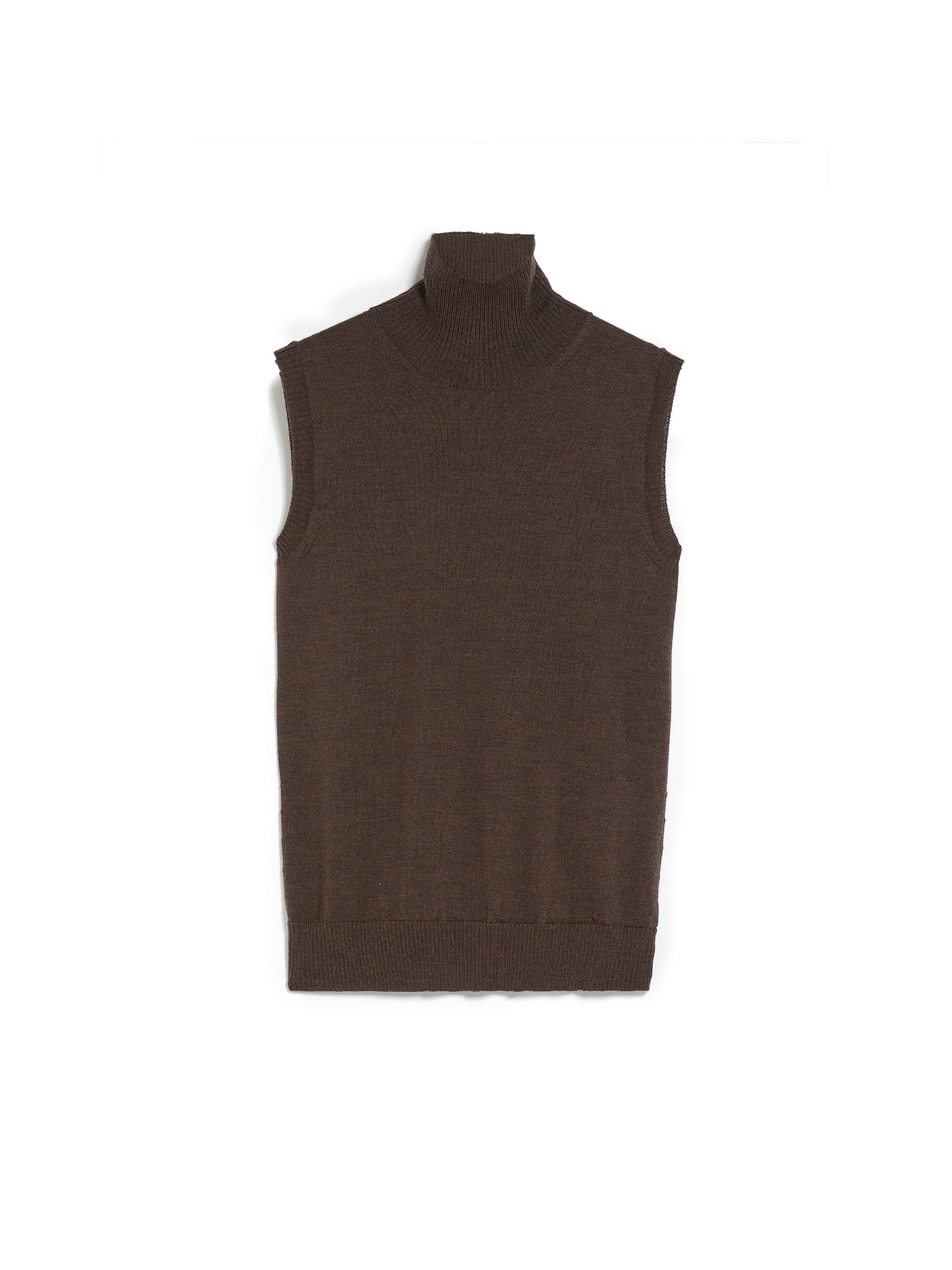 MAX MARA - Pure wool mock polo-neck sweater - BROWN - MAX MARA SALE