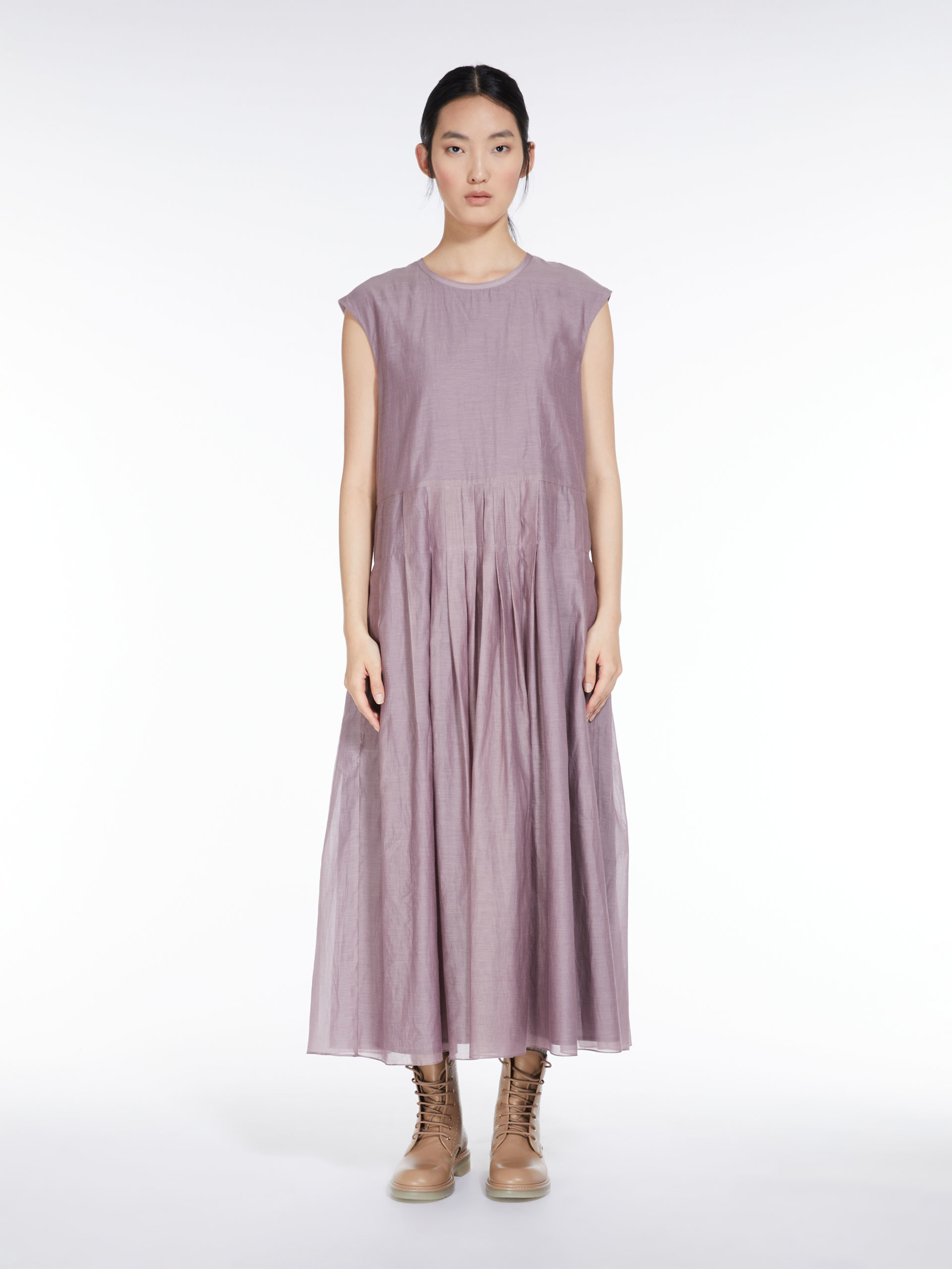 MAX MARA - Cotton and silk voile dress - LILAC - MAX MARA SALE