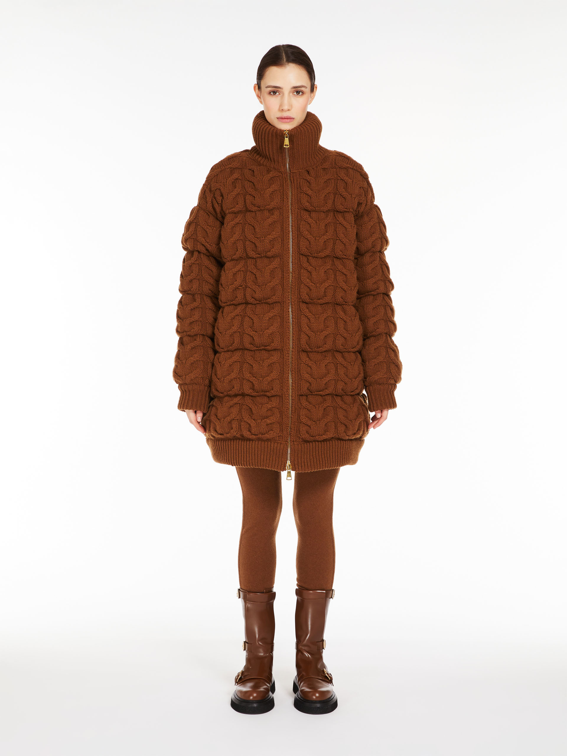 MAX MARA - Wool and cashmere down jacket - TOBACCO - MAX MARA SALE