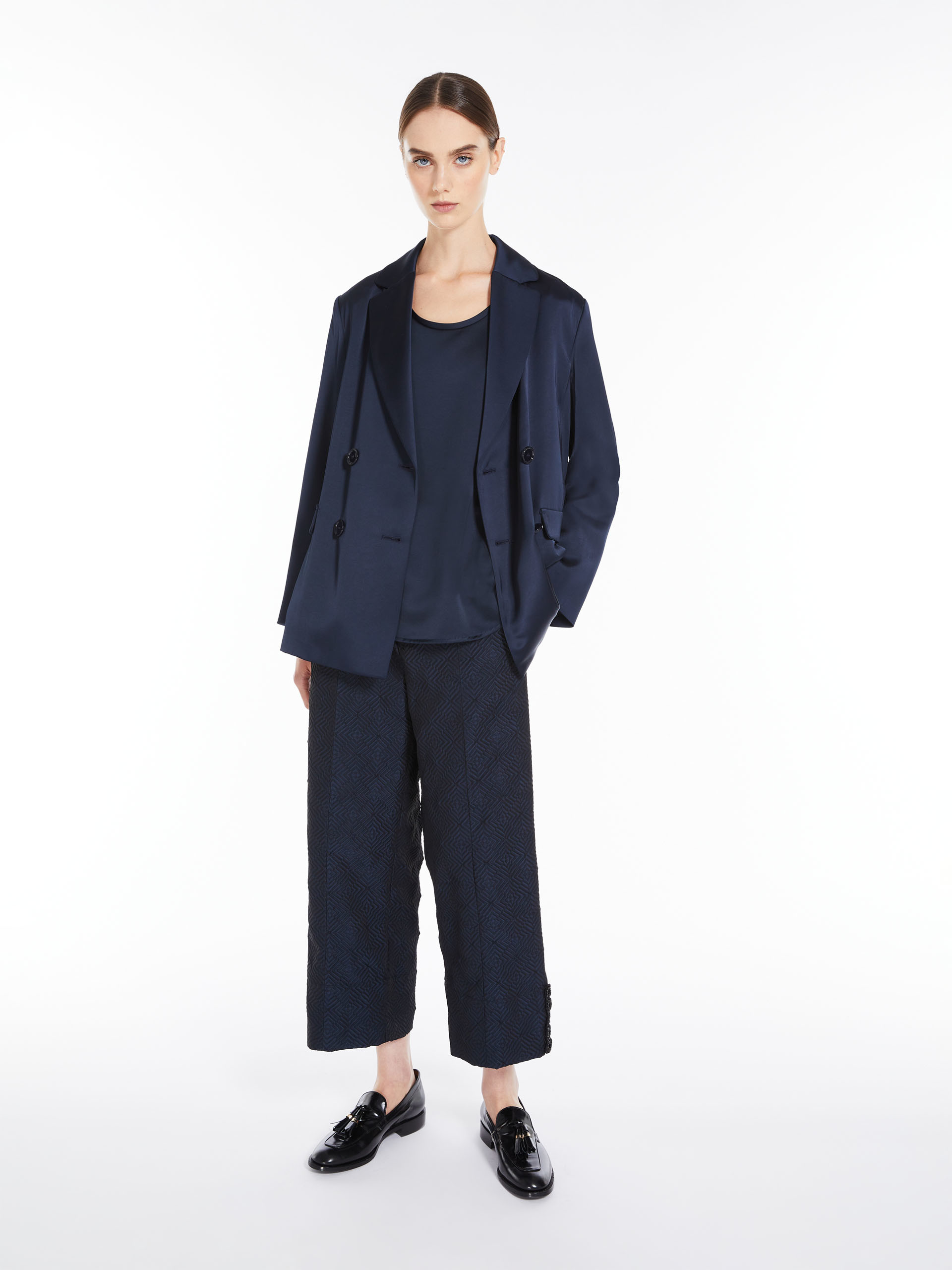 MAX MARA - Viscose-blend satin top - MIDNIGHTBLUE - MAX MARA SALE