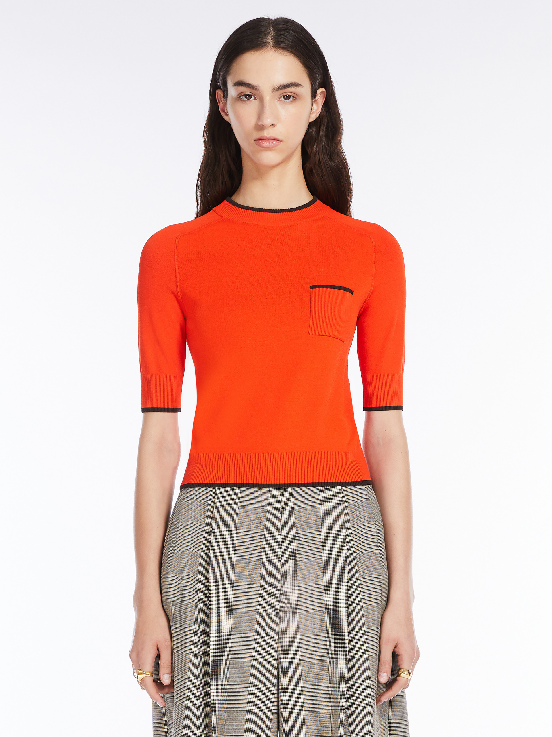 MAX MARA - Stretch knit T-shirt - RED ORANGE - MAX MARA SALE