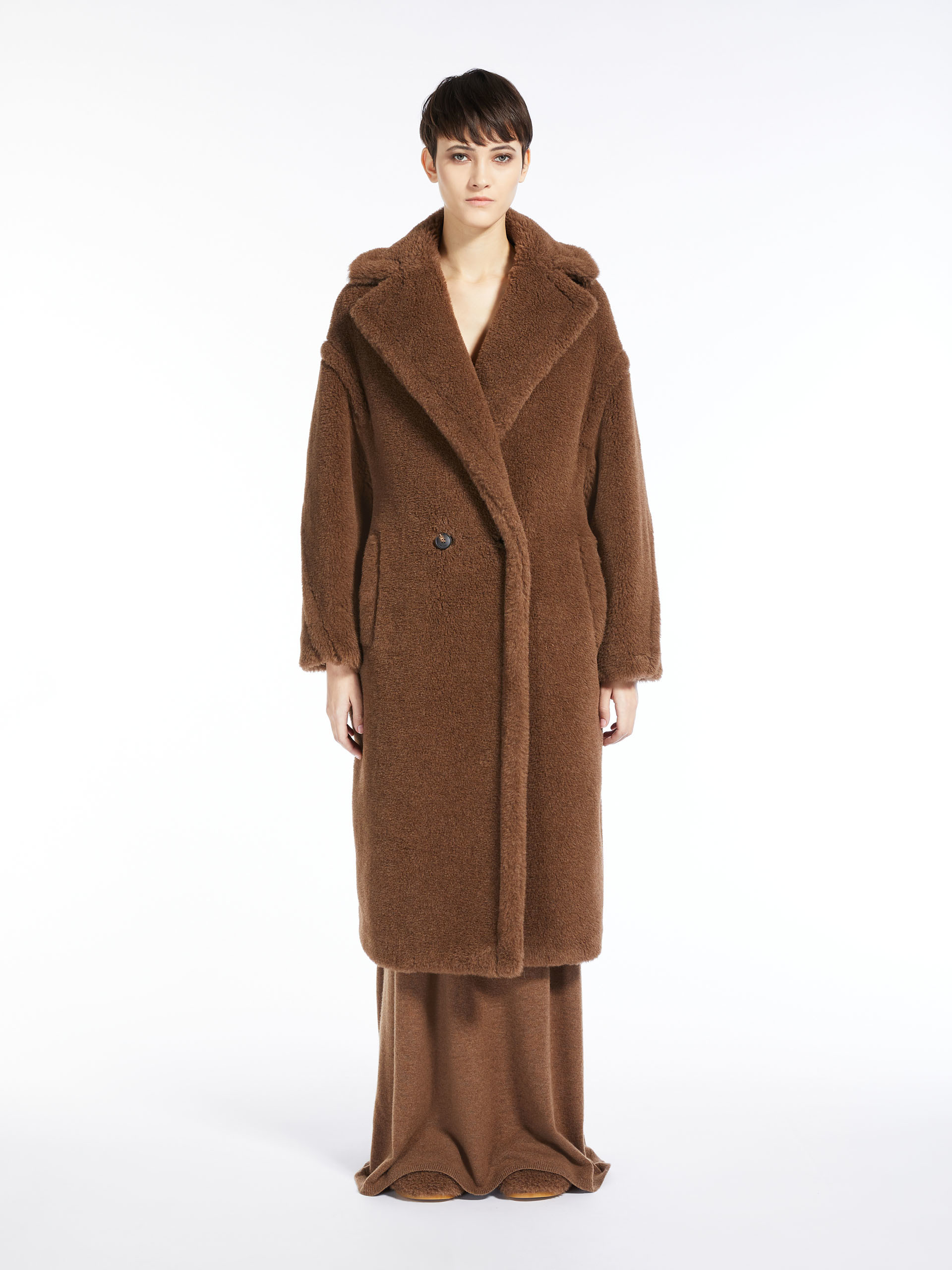 MAX MARA - Teddy Bear Icon Coat in alpaca and cashmere - TOBACCO - MAX MARA SALE