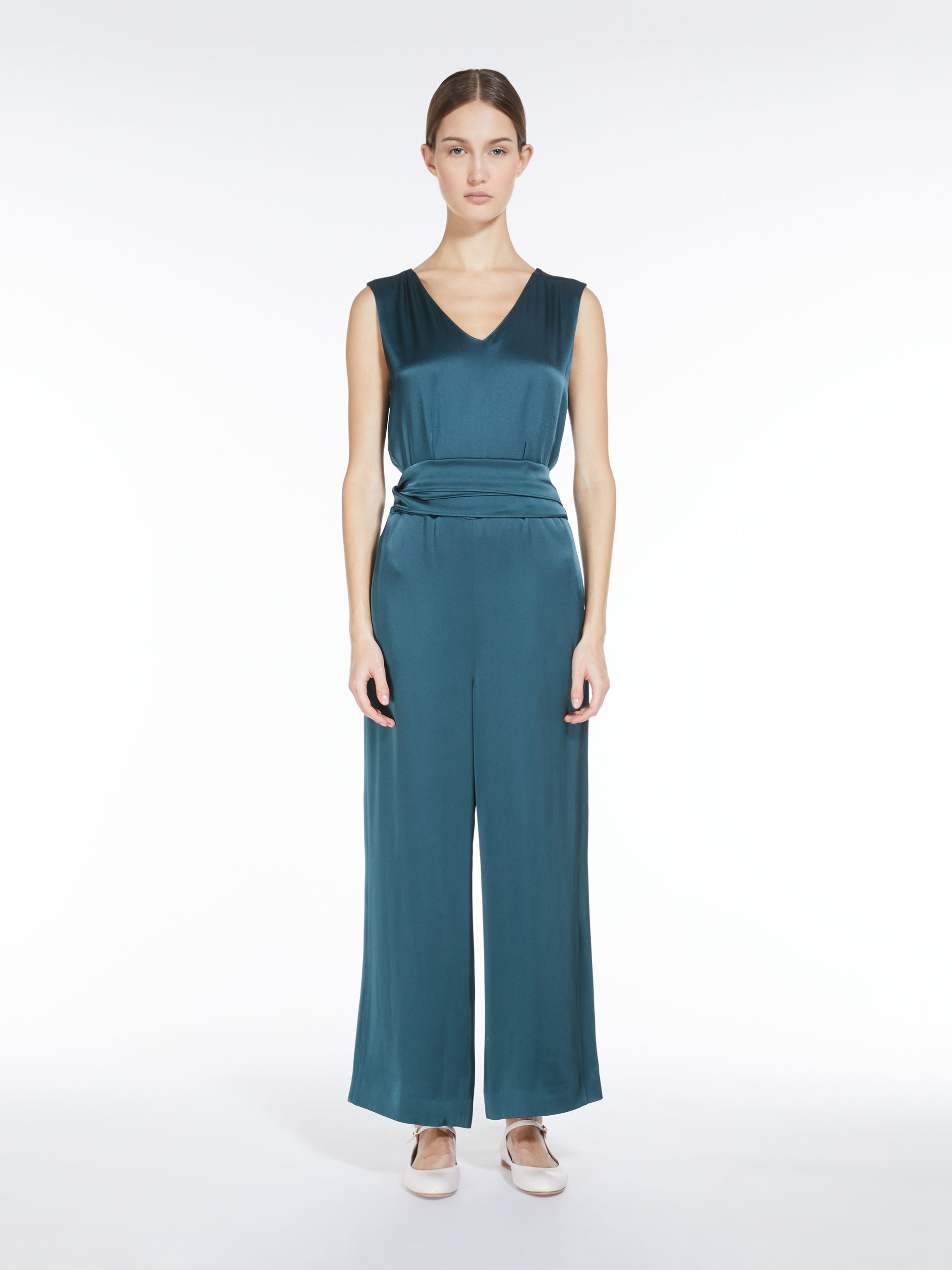 MAX MARA - Viscose-blend satin jumpsuit - DARK GREEN - MAX MARA SALE