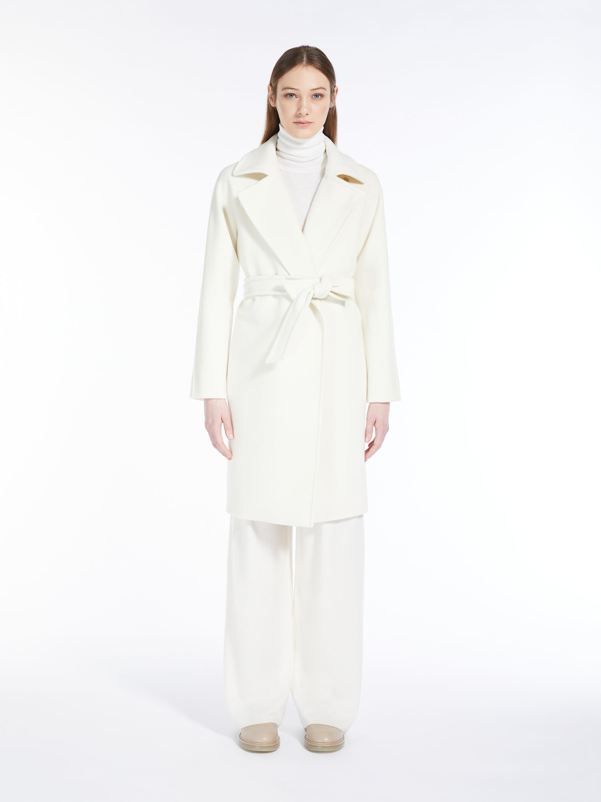 MAX MARA - Cashmere and wool robe coat - WHITE - MAX MARA SALE