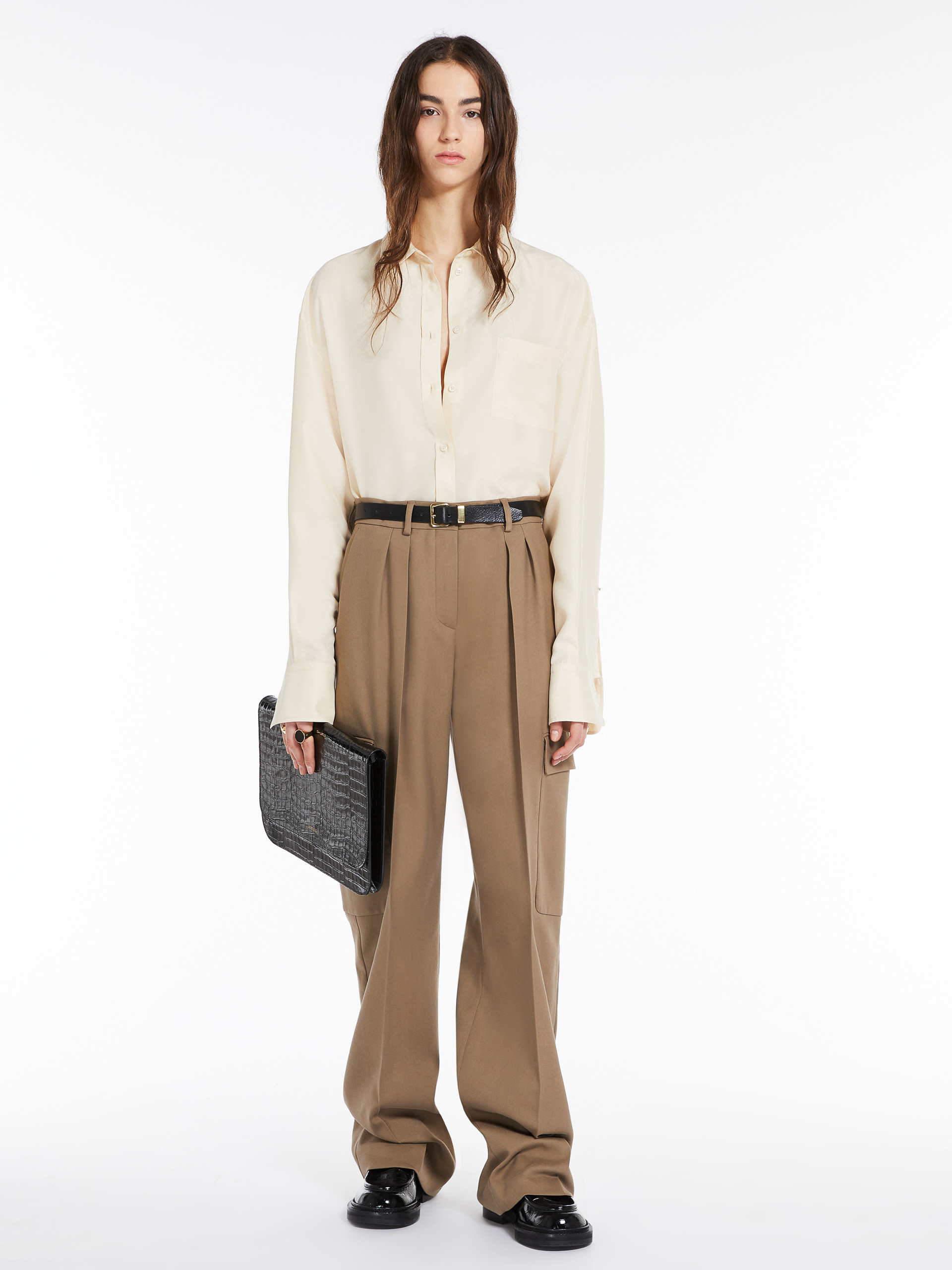 MAX MARA - Long shirt in habotai silk - IVORY - MAX MARA SALE