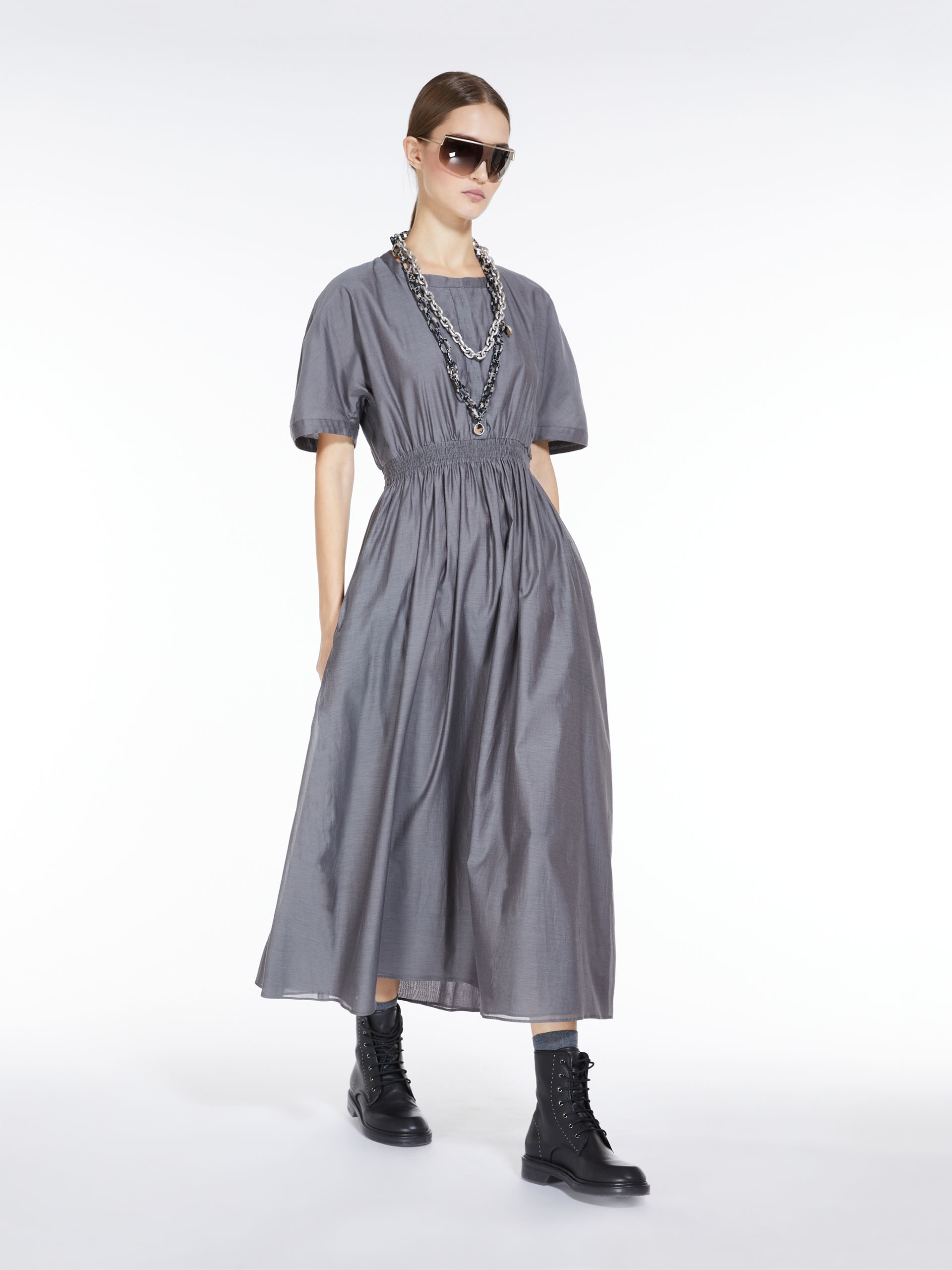 MAX MARA - Cotton and silk voile dress - MEDIUM GREY - MAX MARA SALE