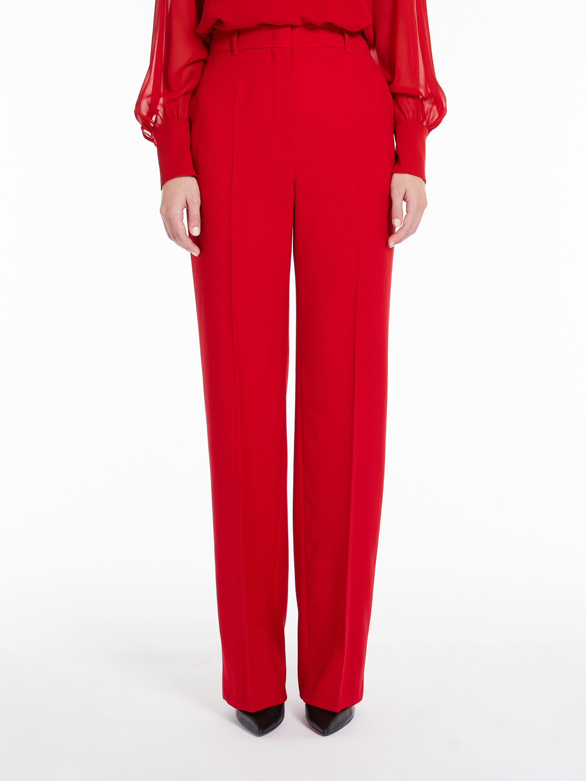 MAX MARA - Long wool crepe trousers - RED - MAX MARA SALE