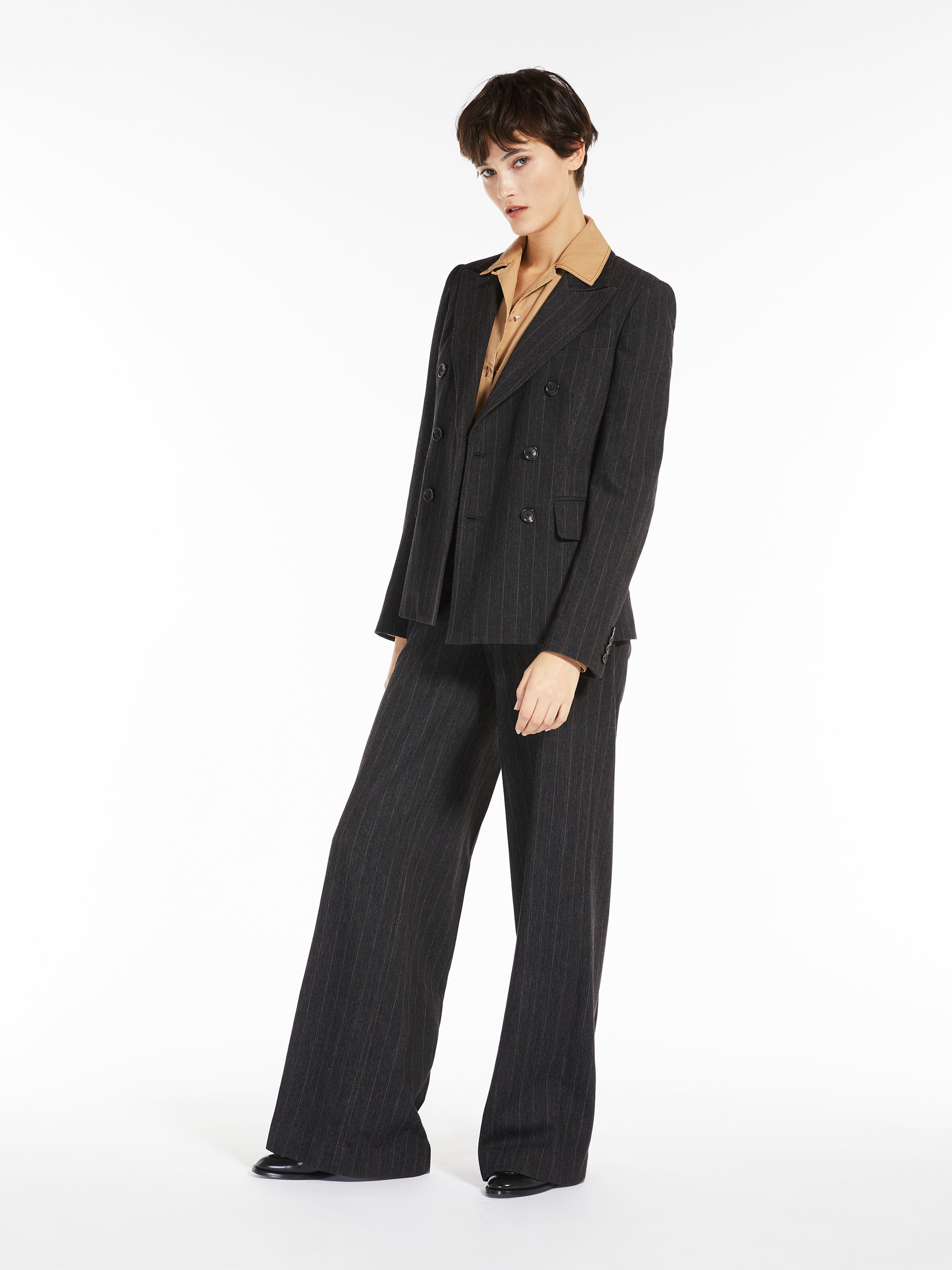 MAX MARA - Pinstriped jersey trousers - DARK GREY - MAX MARA SALE