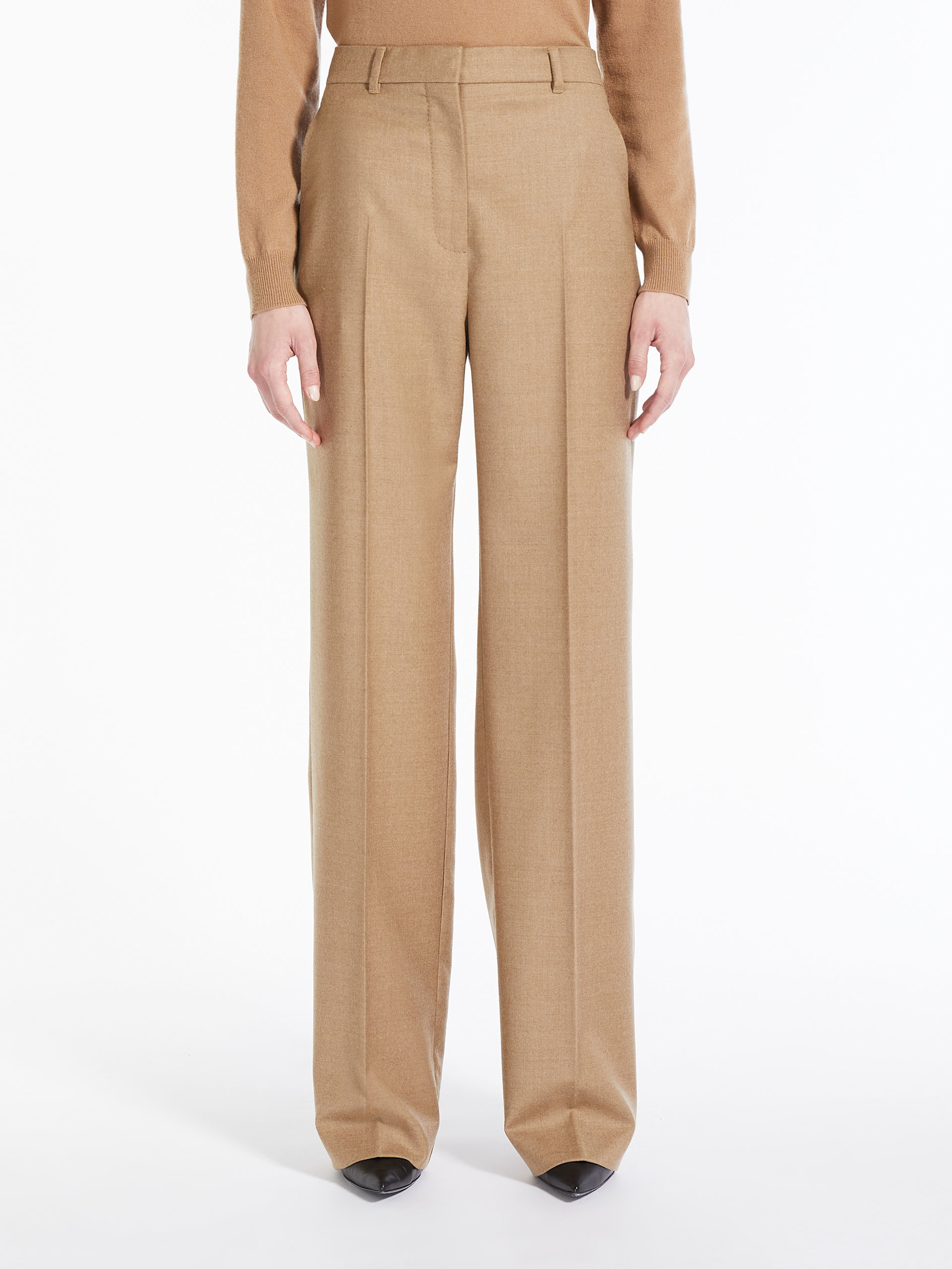 MAX MARA - Wool flannel trousers - CAMEL - MAX MARA SALE