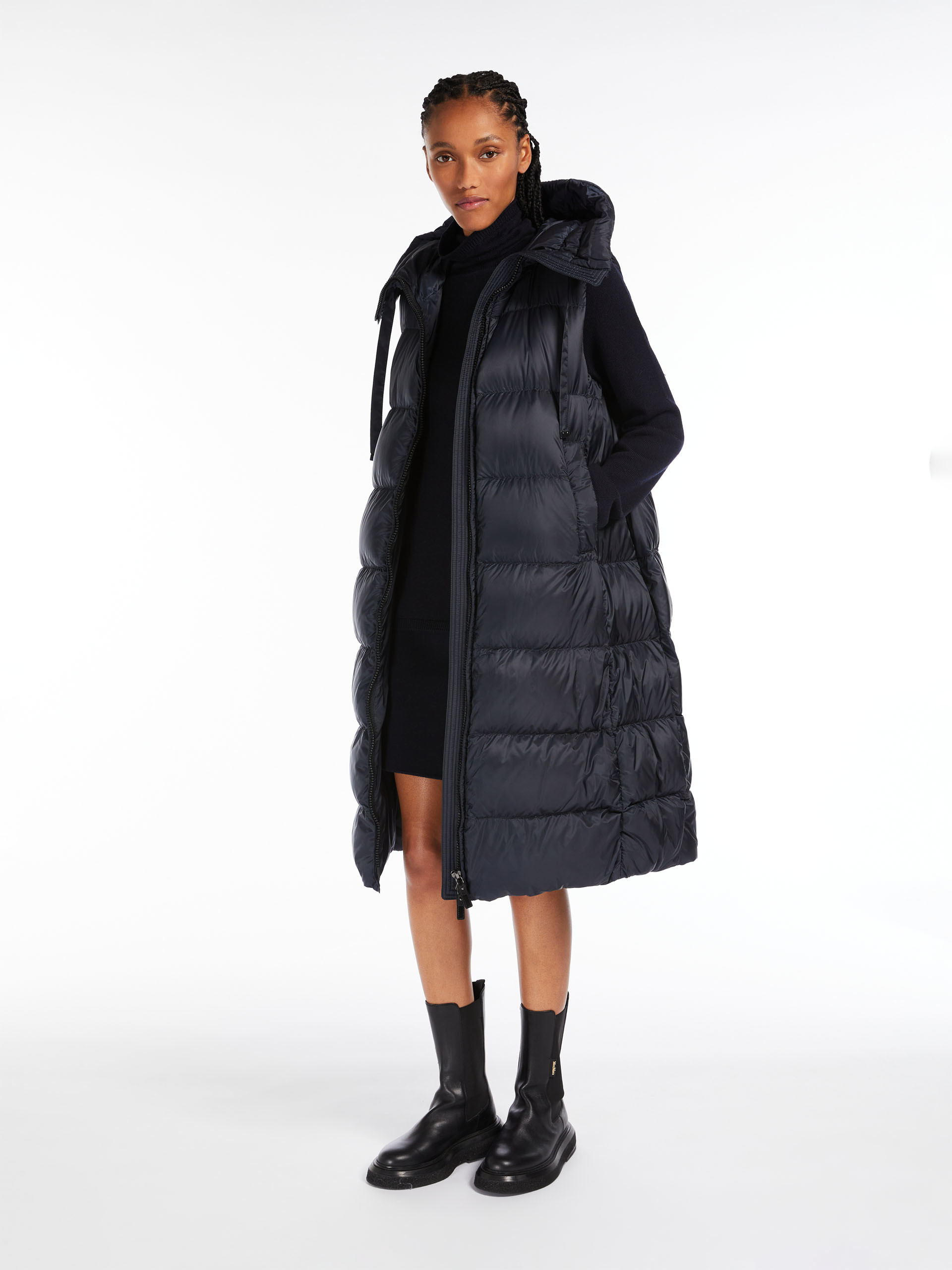 MAX MARA - Long gilet in water-resistant canvas - MIDNIGHTBLUE - MAX MARA SALE