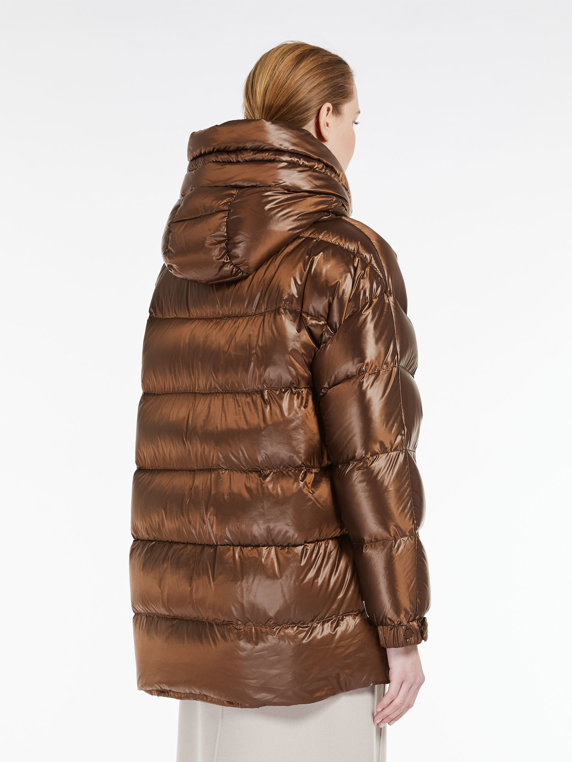 MAX MARA - Down jacket in water-resistant canvas with hood - GOLD - MAX MARA SALE